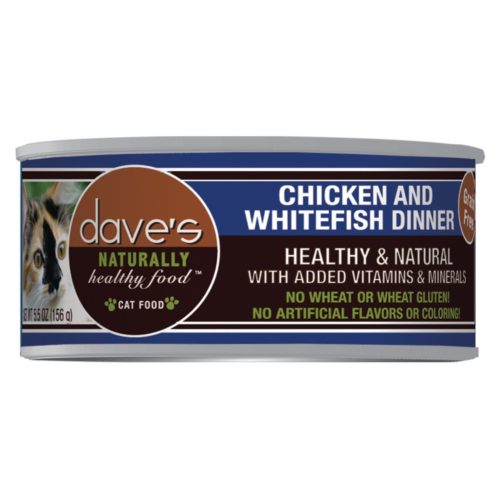 Daves Pet Food Dave's Wet Cat Food Naturally Healthy Chicken & Whitefish Dinner 5.5oz Can Grain Free