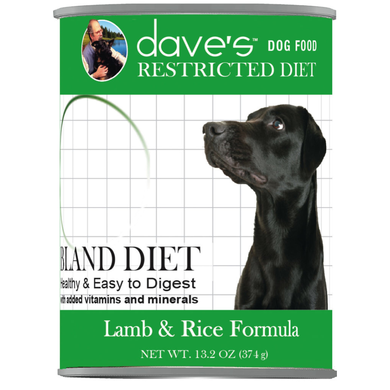 Daves Pet Food Dave's Wet Dog Food Restricted Diet Bland Diet Lamb & Rice 13oz Can