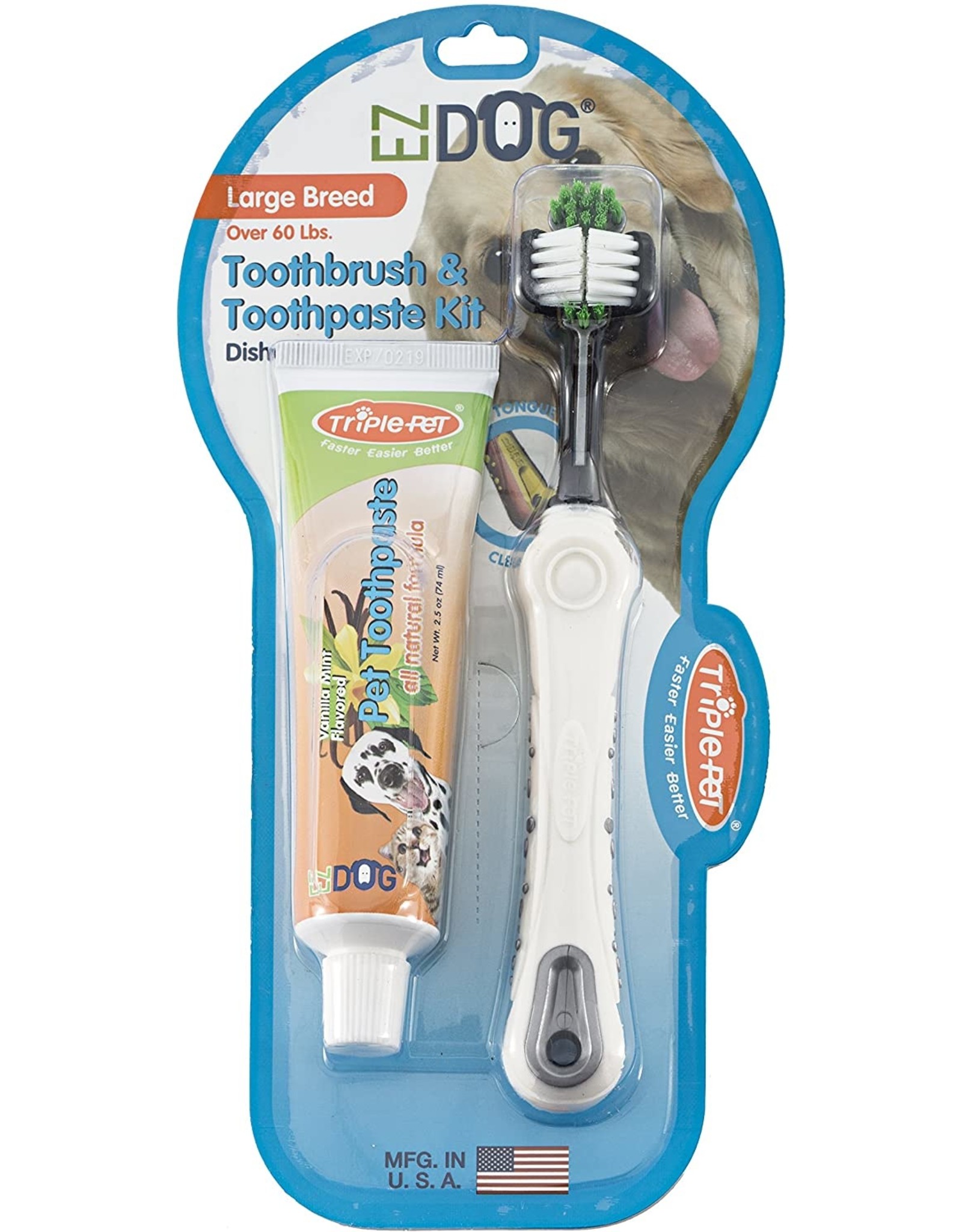 EZ Dog Dental Kit with Toothbrush and Pet Toothpaste Howl