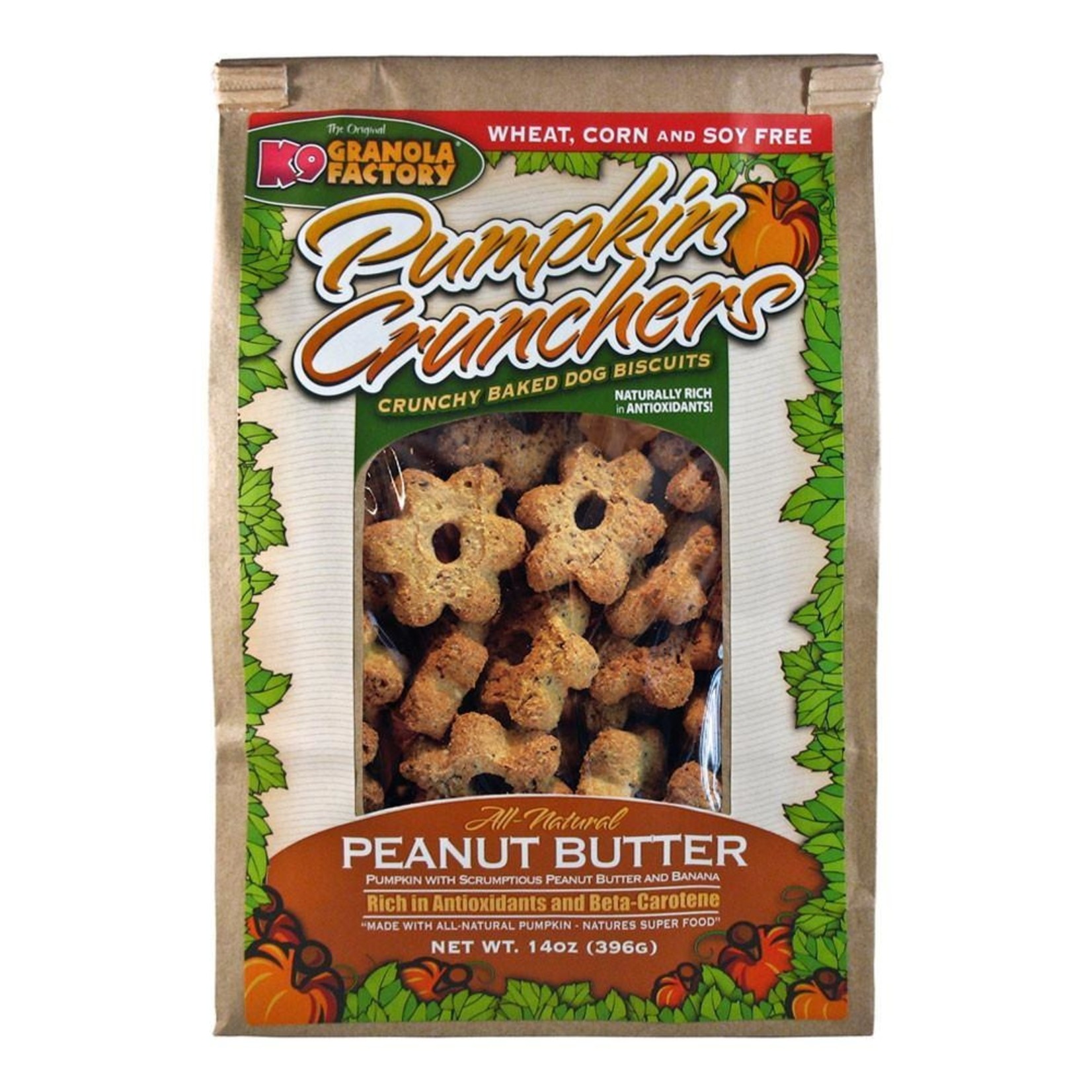 K9 Granola Factory K9 Granola Pumpkin Crunchers Peanut Butter Dog Biscuit Treats 14oz