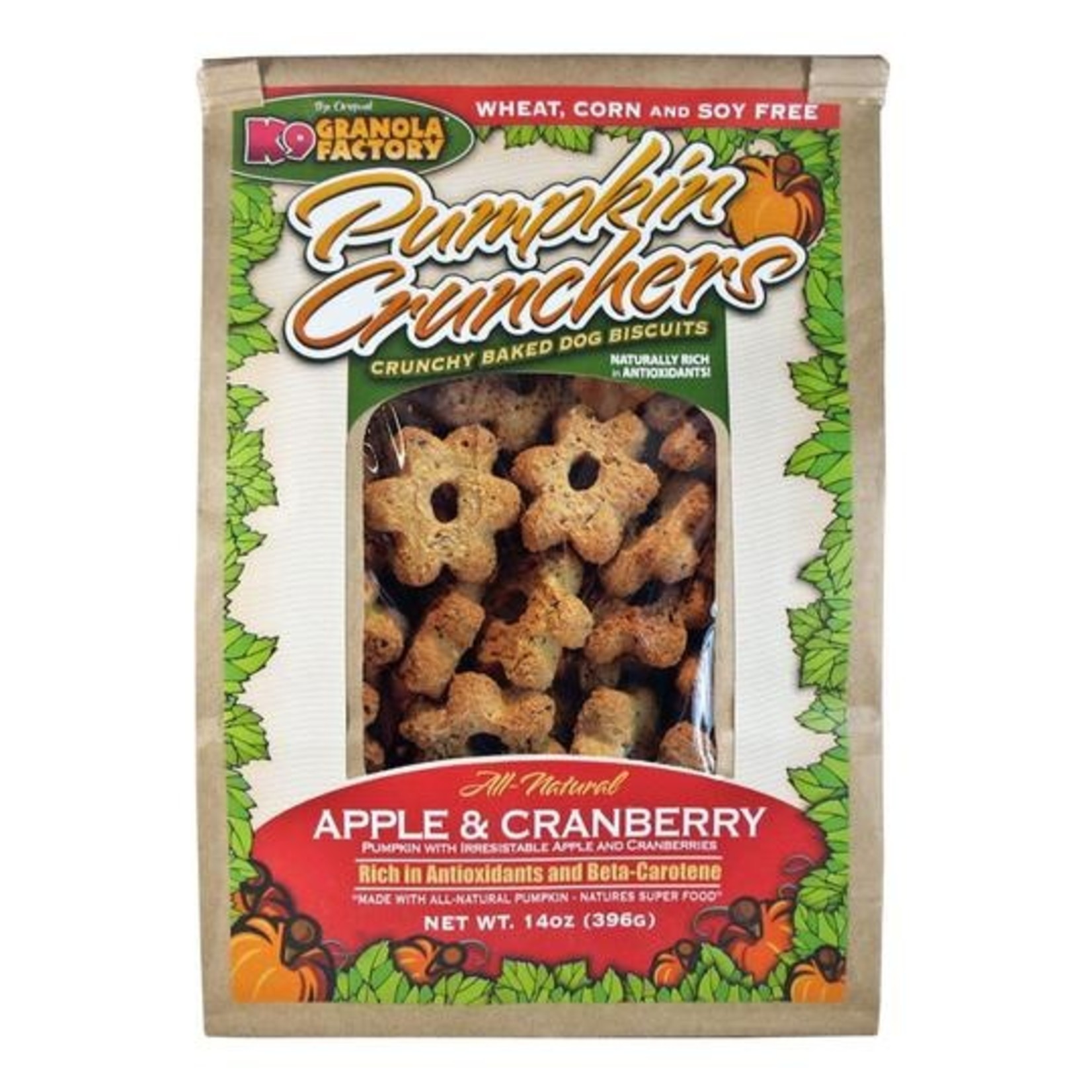 K9 Granola Factory K9 Granola Pumpkin Crunchers Apple & Cranberry Dog Biscuit Treats 14oz