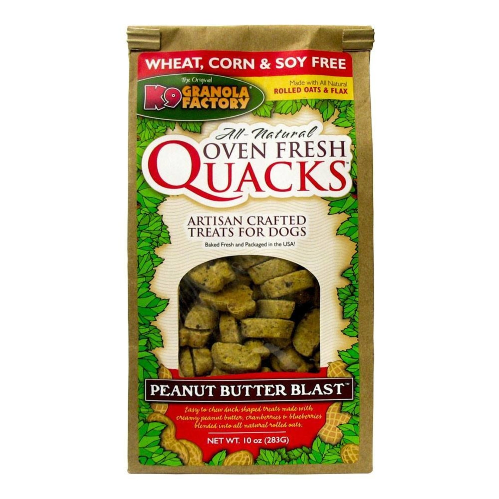 K9 Granola Factory K9 Granola Oven Fresh Quacks Peanut Butter Blast Dog Biscuit Treats 10oz