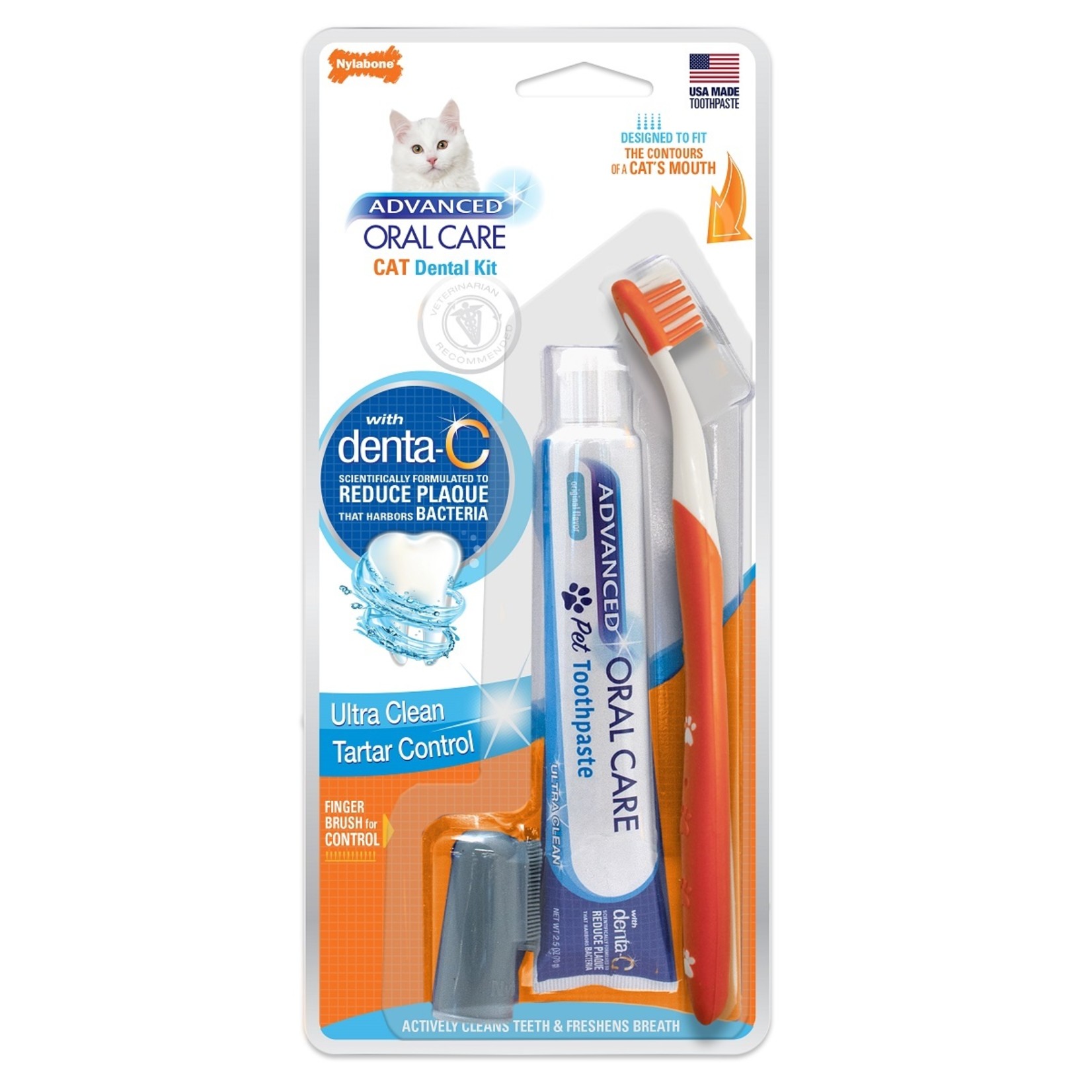 Nylabone Advanced Oral Care Cat Dental Kit with Toothbrushes & Toothpaste