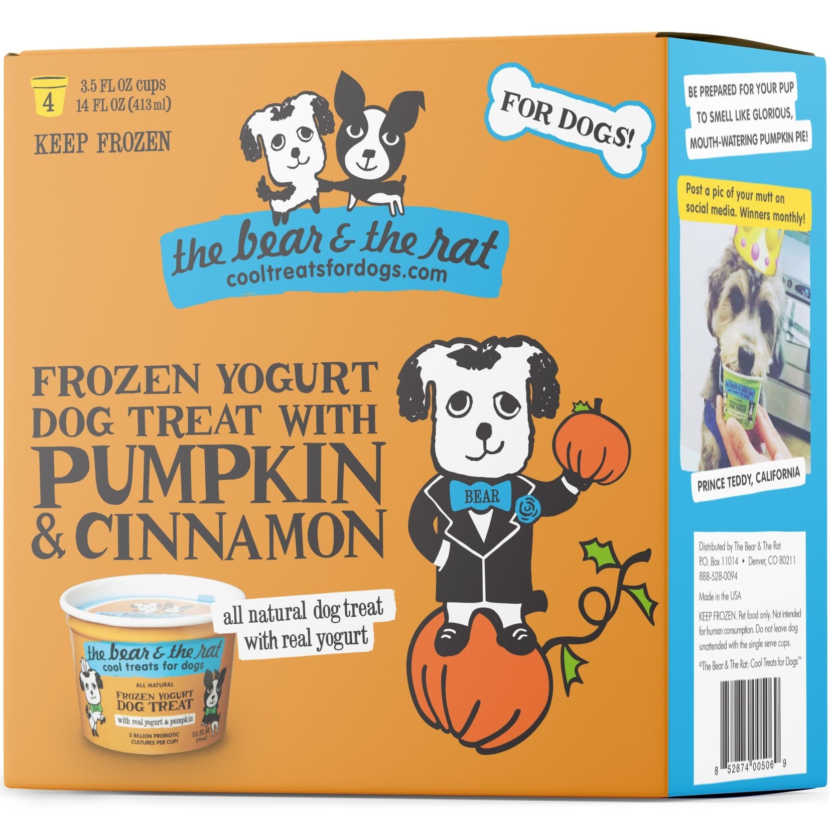 The Bear and the Rat The Bear and the Rat Pumpkin and Cinnamon Frozen Yogurt Dog Treat 3.5oz
