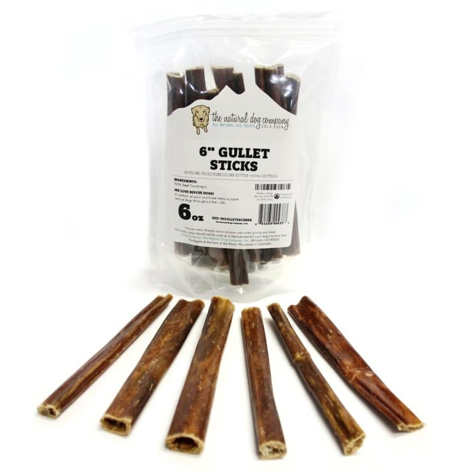 Natural Dog Natural Dog 6" Gullet Sticks Dog Chew 6oz bag