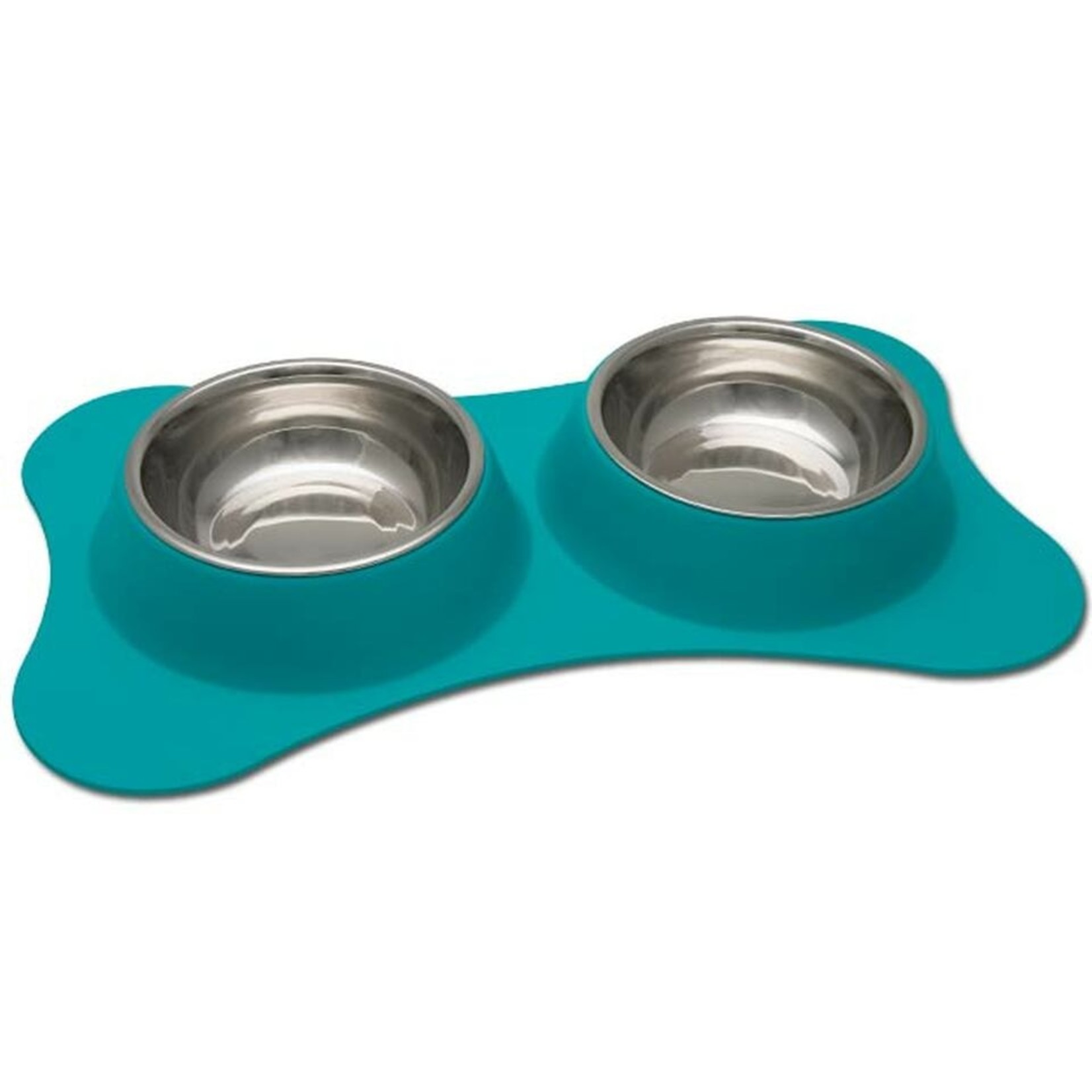 Loving Pets Dolce Diner Bone Shaped Silicone and Stainless Steel Flex Double Diner