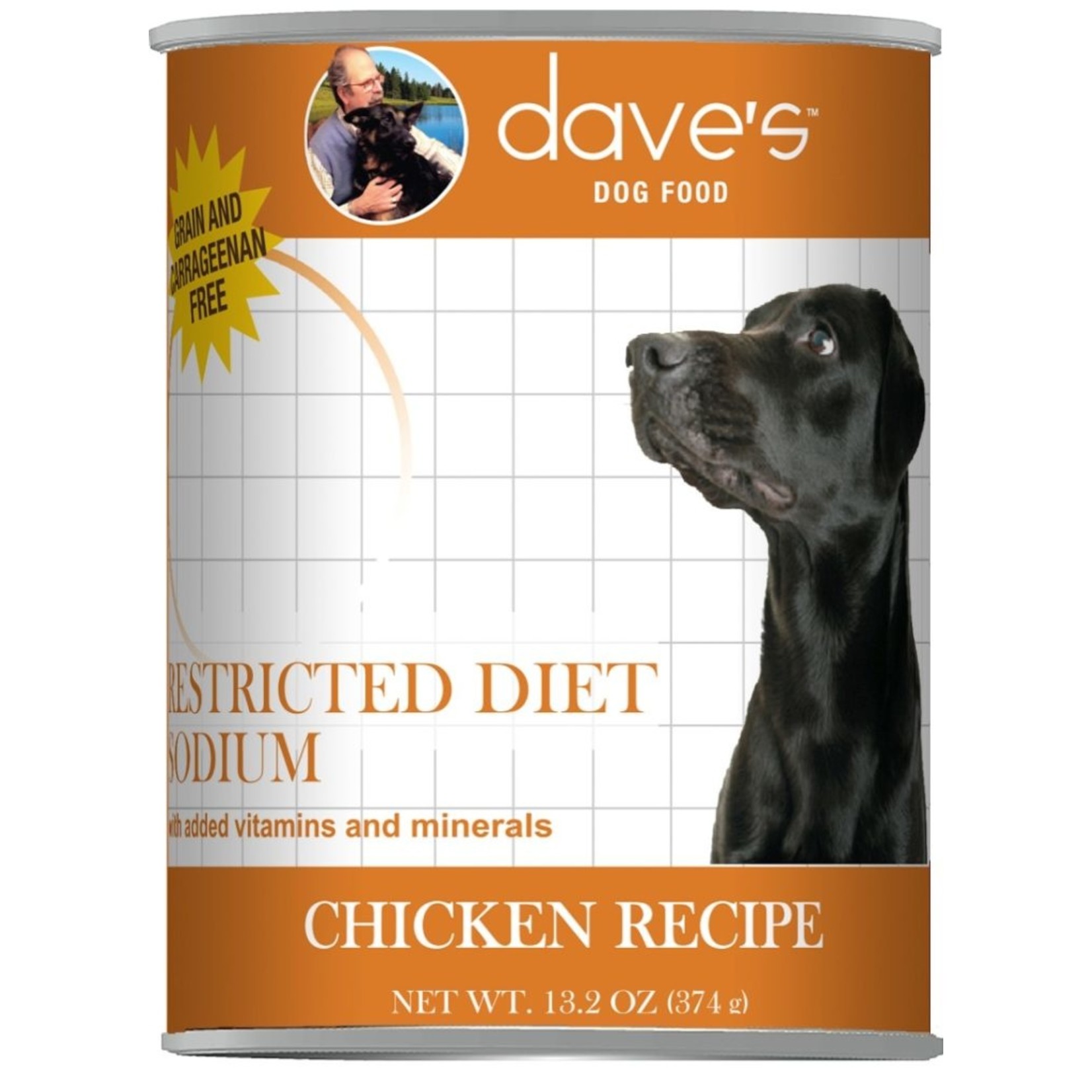 Daves Pet Food Dave's Wet Dog Food Restricted Diet Sodium Chicken Recipe 13oz Can Grain Free