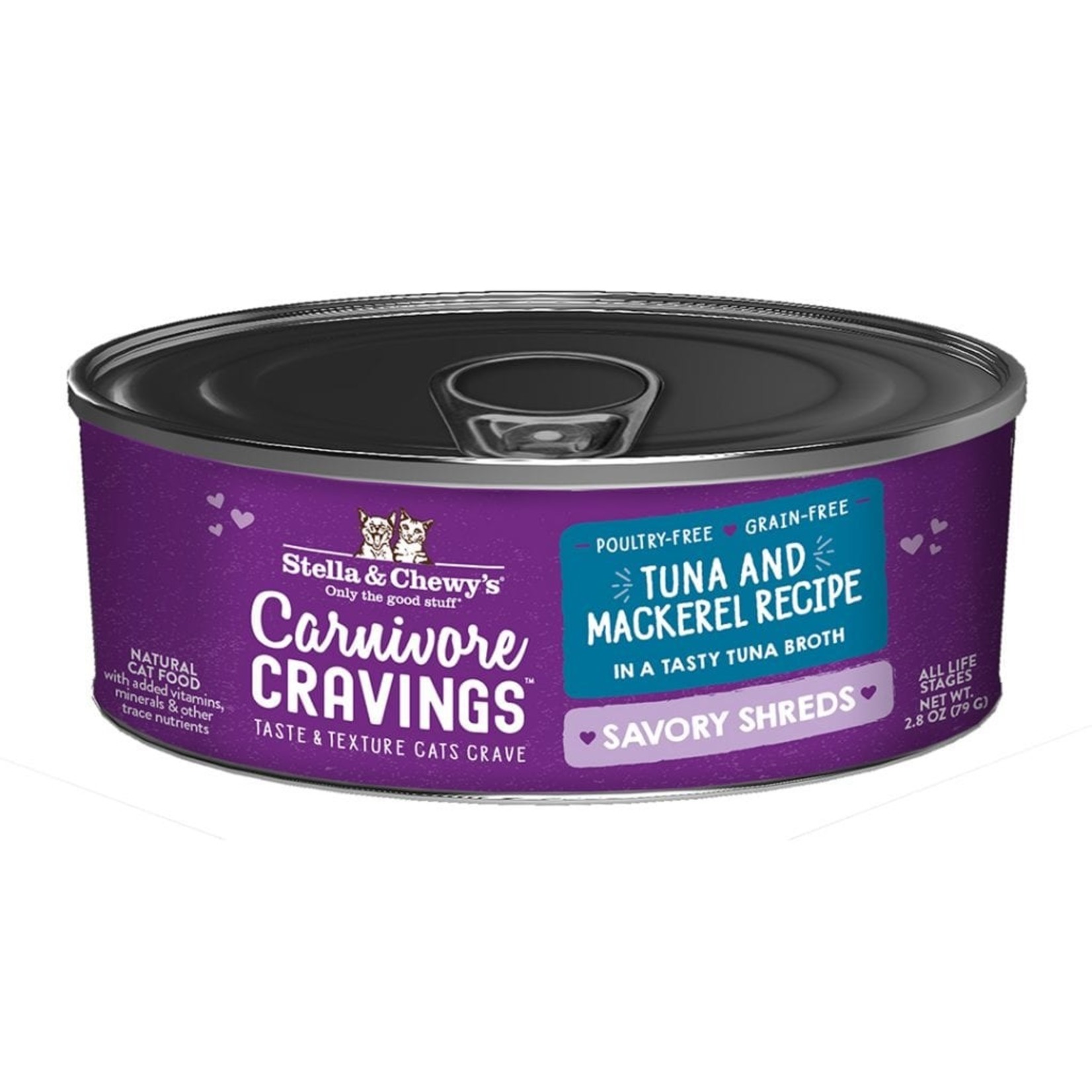 Stella and Chewys Stella & Chewy's Wet Cat Food Carnivore Cravings Savory Shreds Tuna & Mackerel Recipe 2.8oz Can Grain Free