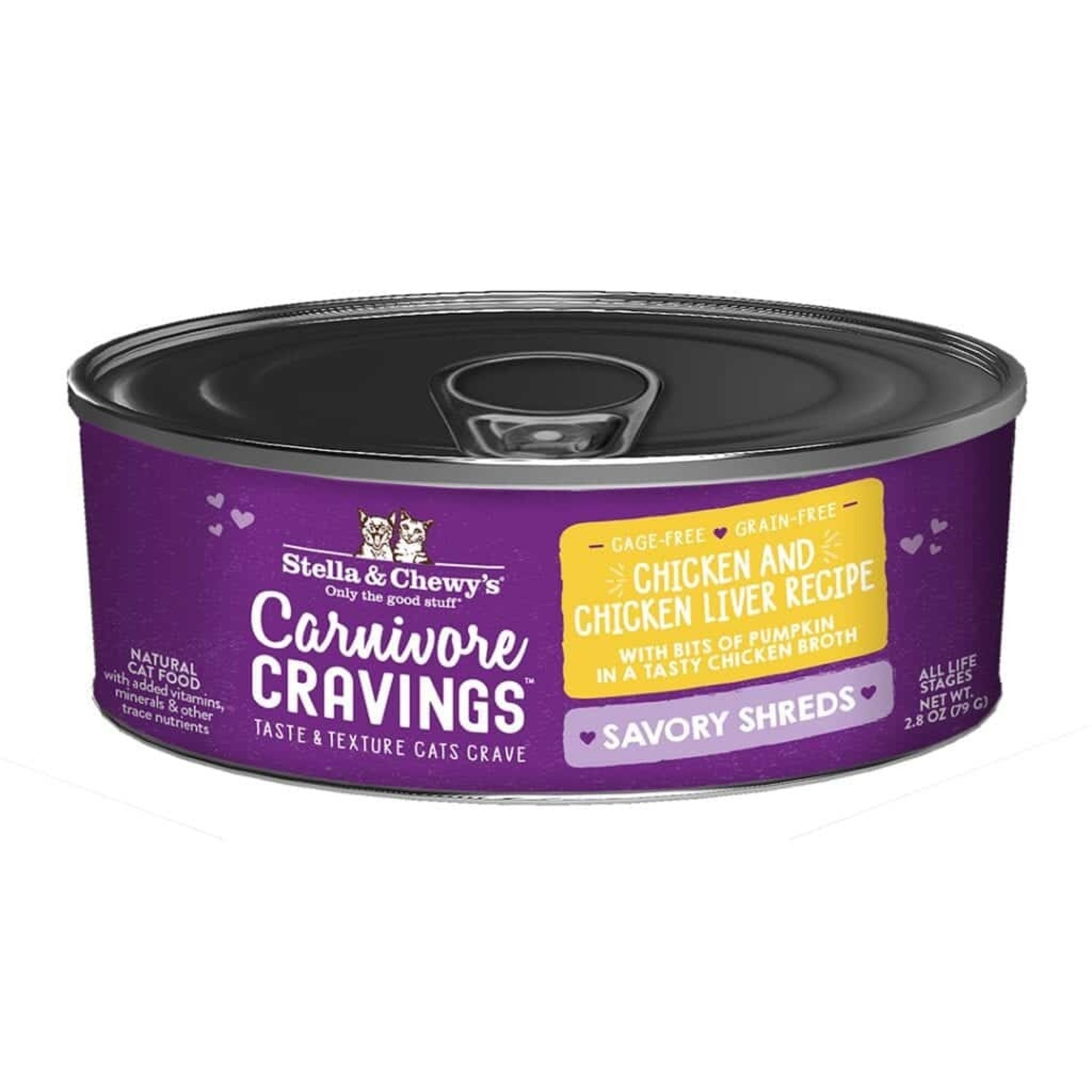 Stella and Chewys Stella & Chewy's Wet Cat Food Carnivore Cravings Savory Shreds Chicken & Chicken Liver Recipe 2.8oz Can Grain Free