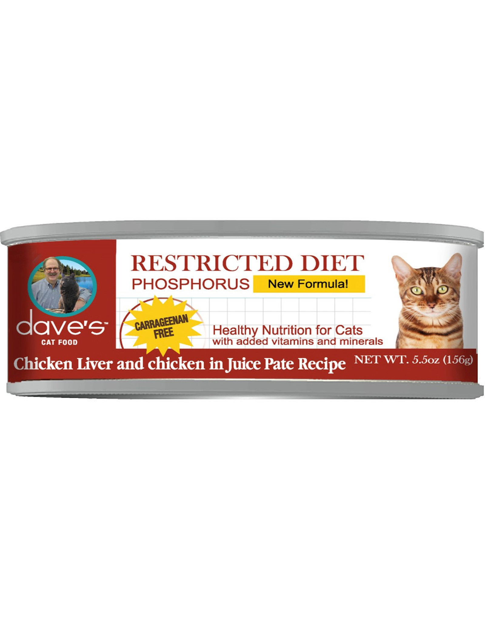 Dave's Wet Cat Food Restricted Phosphorus Chicken 5.5oz Can Howl