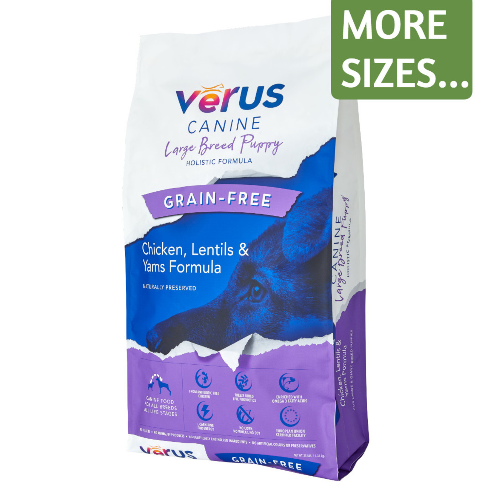 Verus Verus Dry Dog Food Large Breed Puppy Chicken, Lentils, & Yams Holistic Formula Grain Free