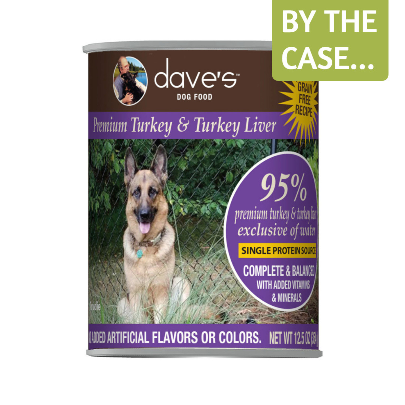 Daves Pet Food Dave's Wet Dog Food 95% Premium Turkey & Turkey Liver 12.5oz Can Grain Free