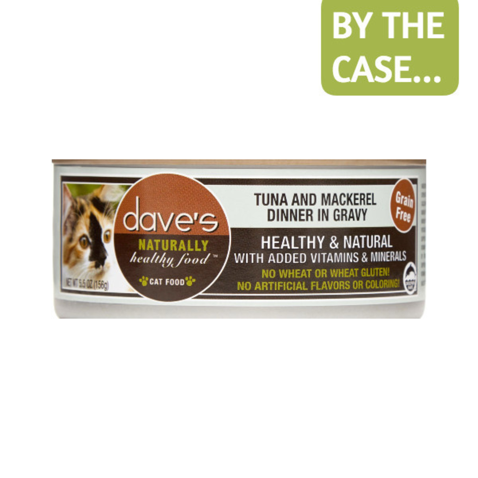 Daves Pet Food Dave's Wet Cat Food Naturally Healthy Tuna & Mackerel Dinner in Gravy 5.5oz Can Grain Free