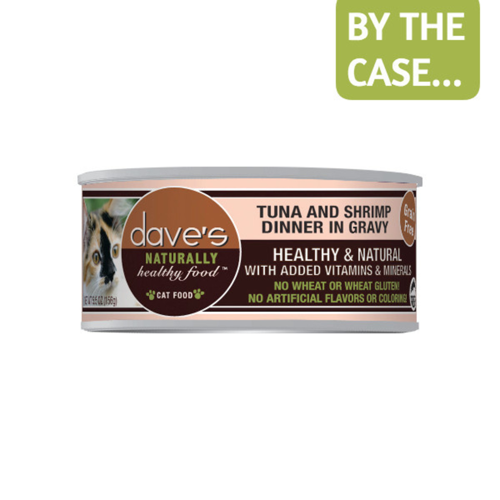 Daves Pet Food Dave's Wet Cat Food Naturally Healthy Tuna & Shrimp Dinner in Gravy 5.5oz Can Grain Free