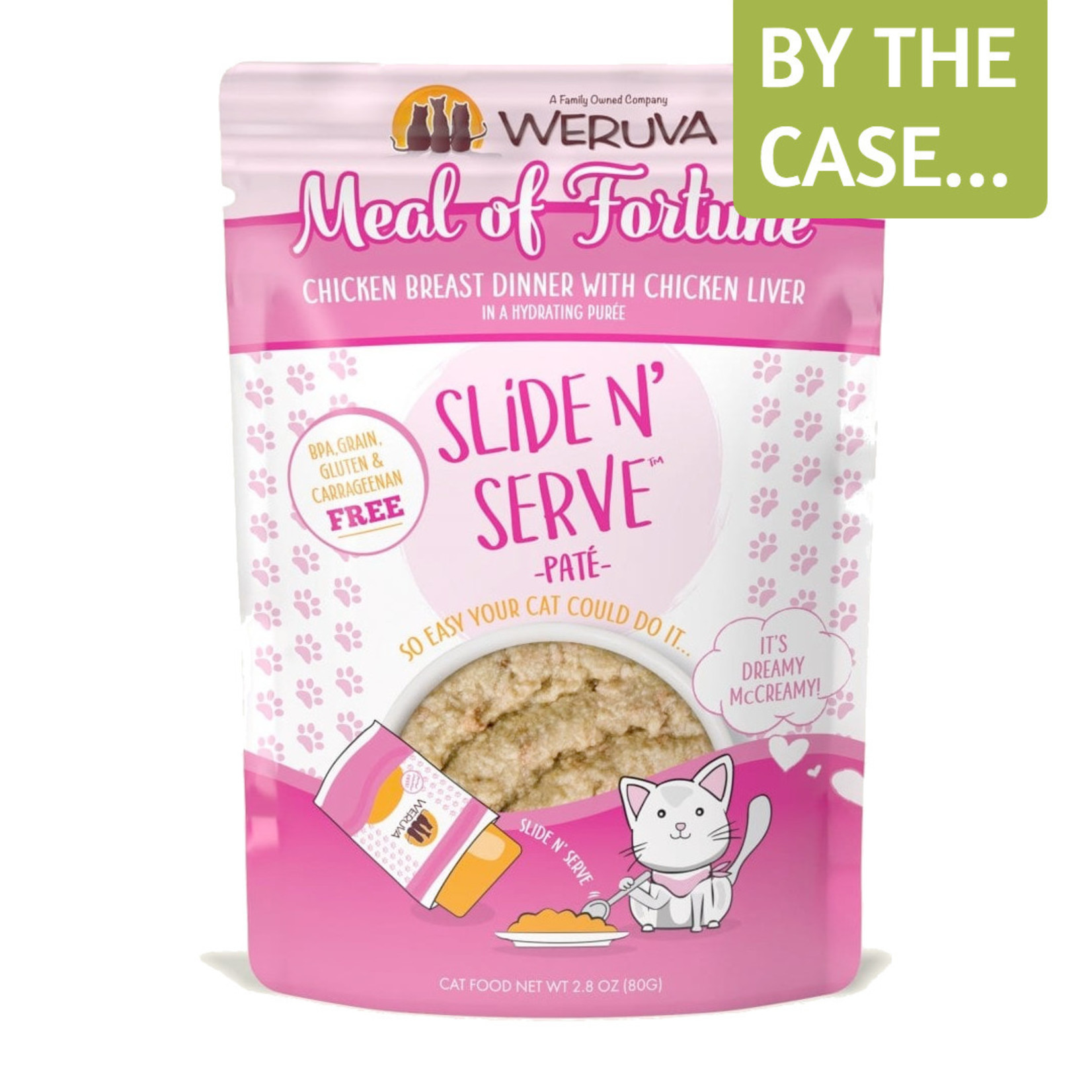 Weruva Weruva Wet Cat Food Slide & Serve Pate Meal of Fortune Chicken Breast Dinner With Chicken Liver in a Hydrating Puree 2.8oz Pouch