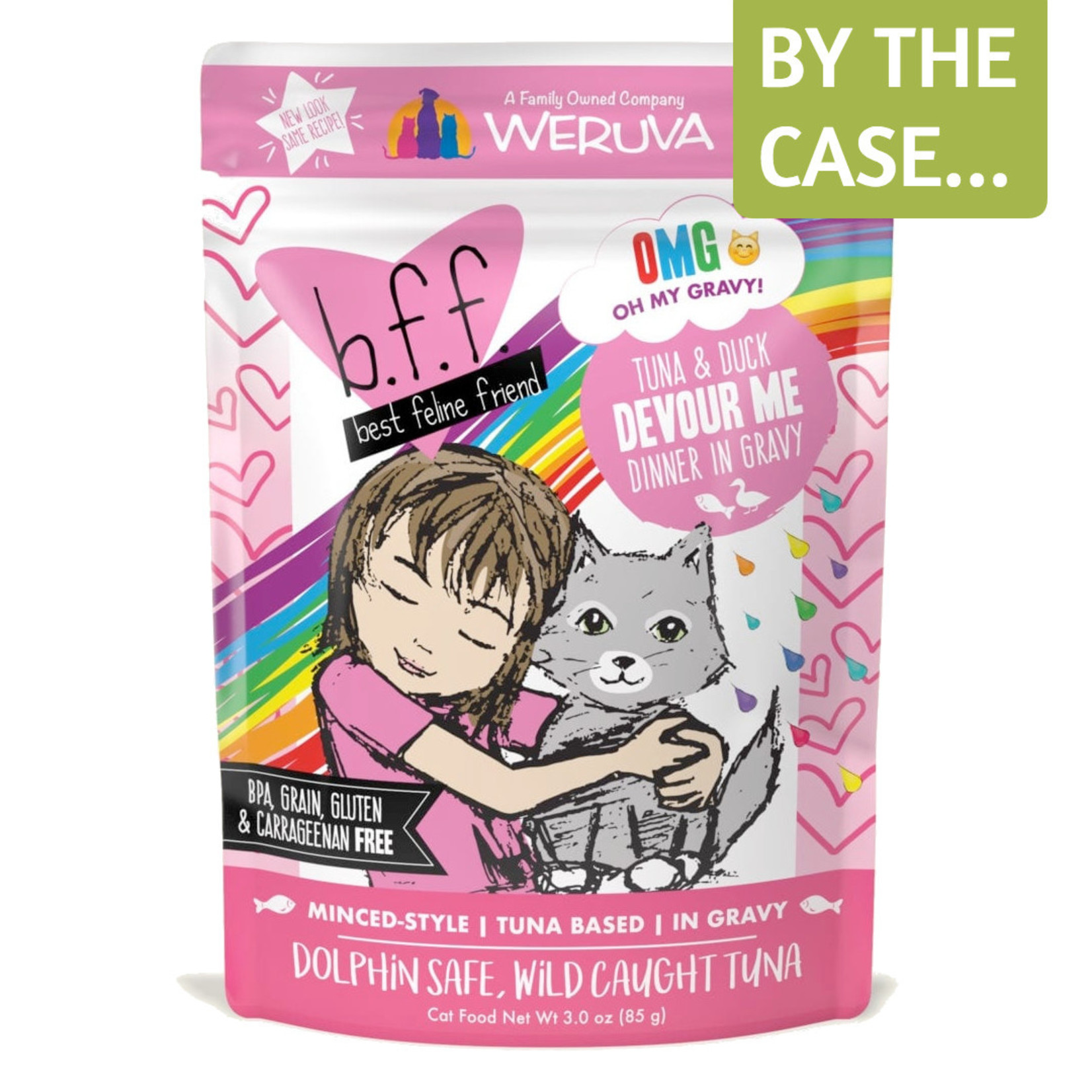 Weruva BFF Weruva B.F.F. OMG Best Feline Friend Oh My Gravy Wet Cat Food Devour Me Tuna & Duck Dinner in Gravy 2.8oz Pouch