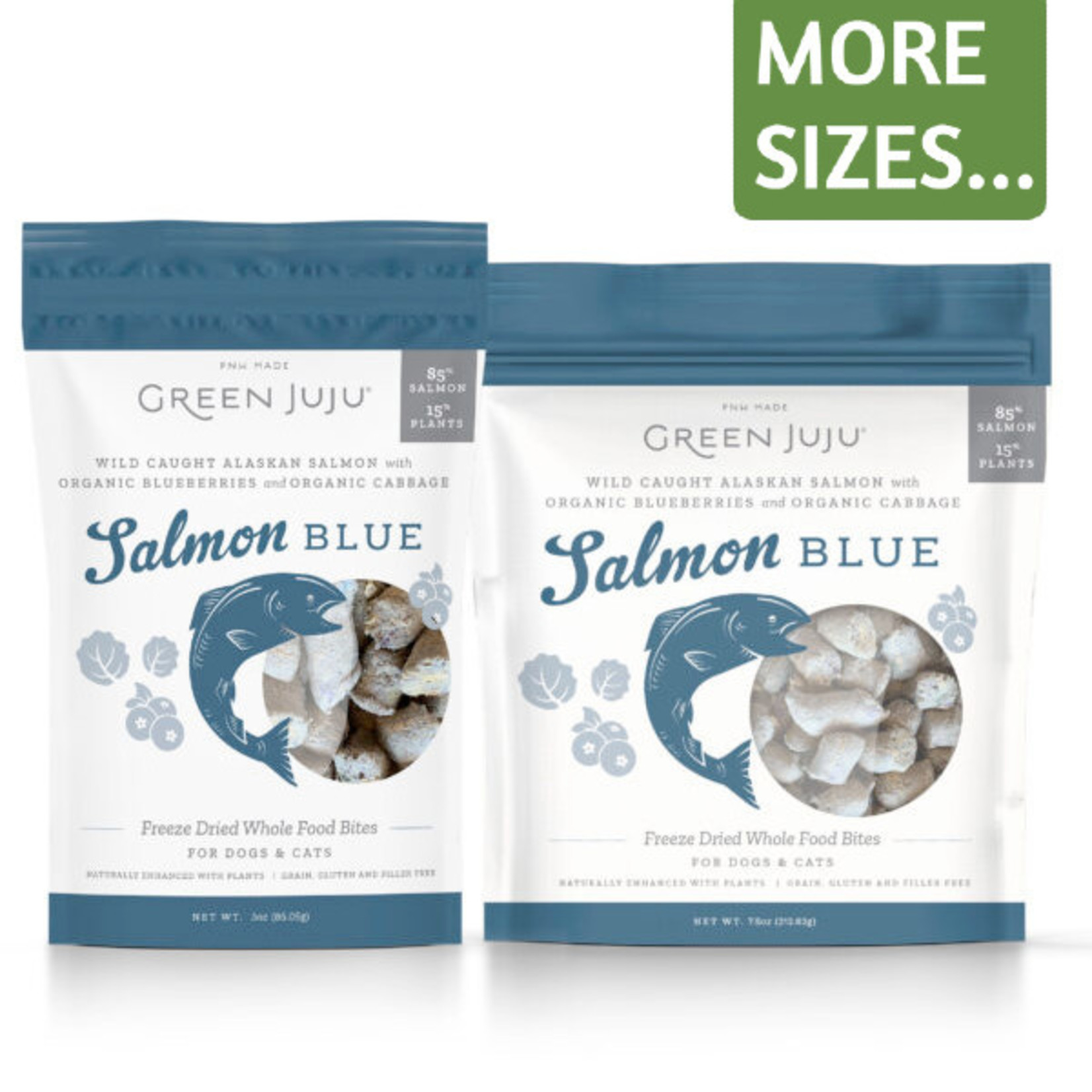 Green Juju Freeze Dried Salmon Blue Whole Bites Dog and Cat Treats
