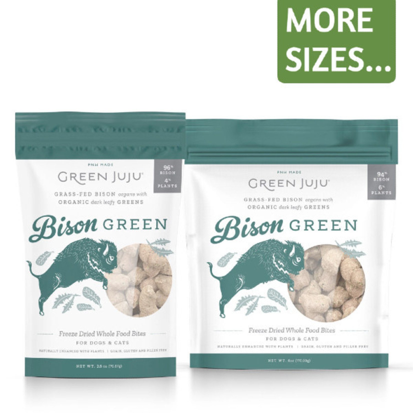 Green Juju Freeze Dried Bison Green Whole Bites Dog and Cat Treats