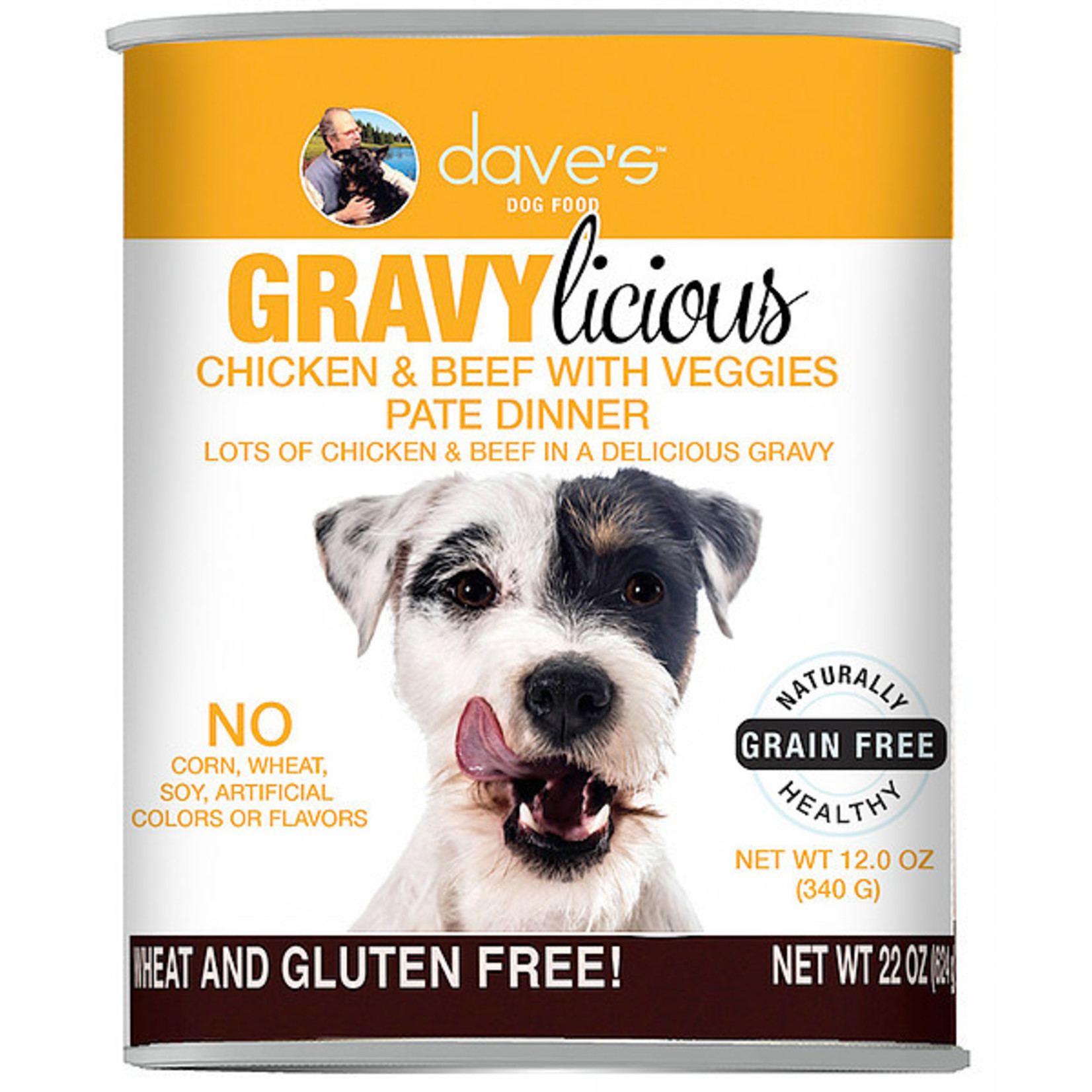 Daves Pet Food Dave's Wet Dog Food Gravylicious Chicken and Beef with Veggies Pate Dinner 12oz Can Grain Free