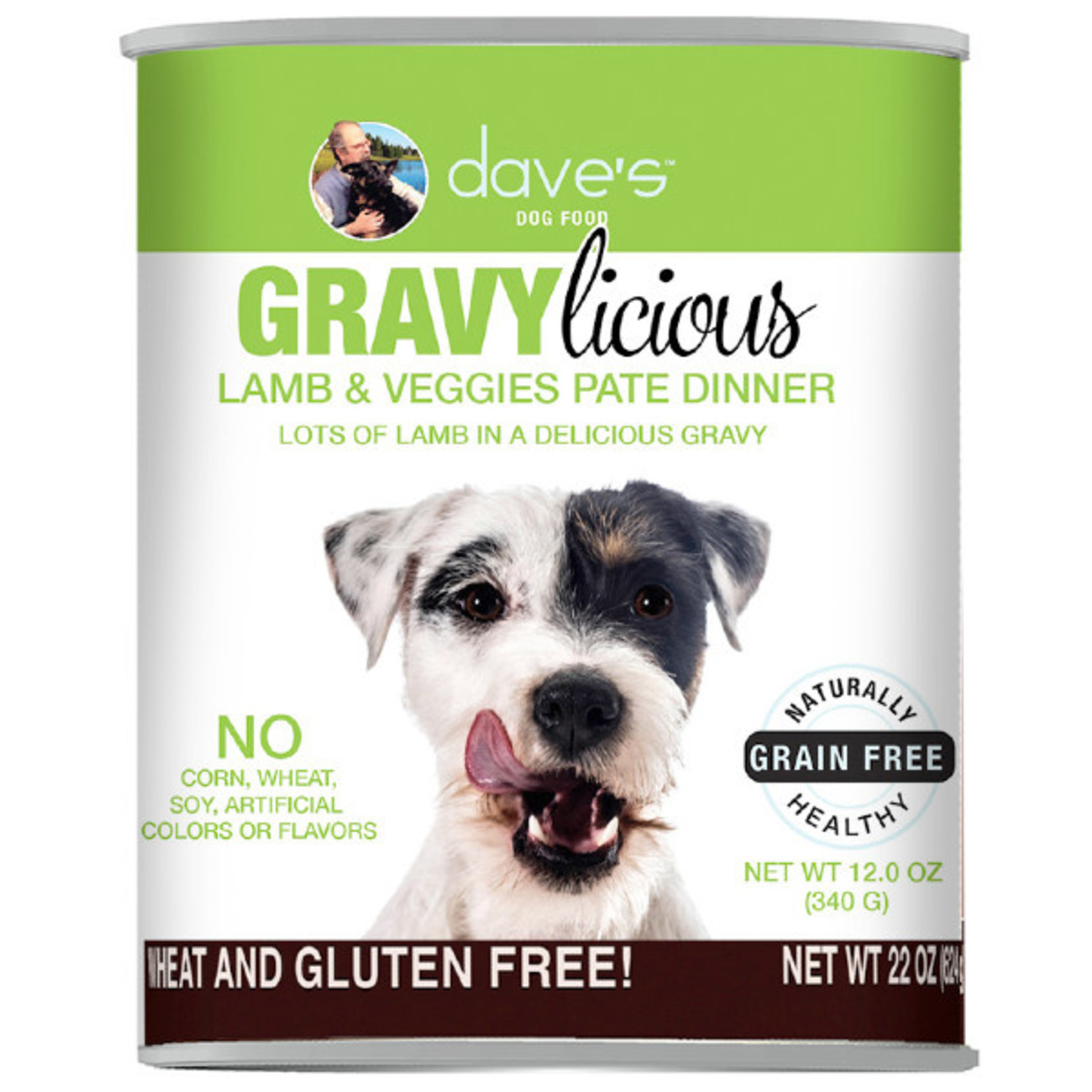 Daves Pet Food Dave's Wet Dog Food Gravylicious Lamb and Veggies Pate Dinner 12oz Can Grain Free