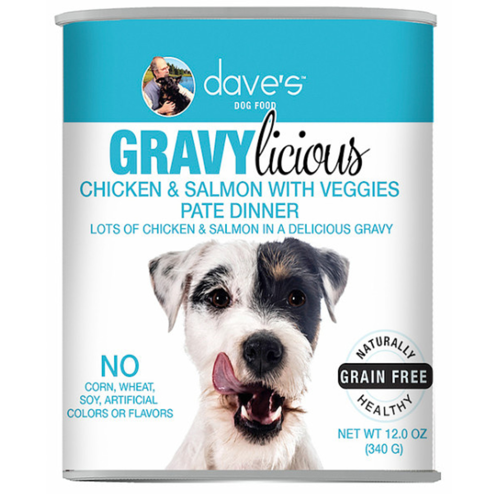 Daves Pet Food Dave's Wet Dog Food Gravylicious Chicken and Salmon with Veggies Pate Dinner 12oz Can Grain Free