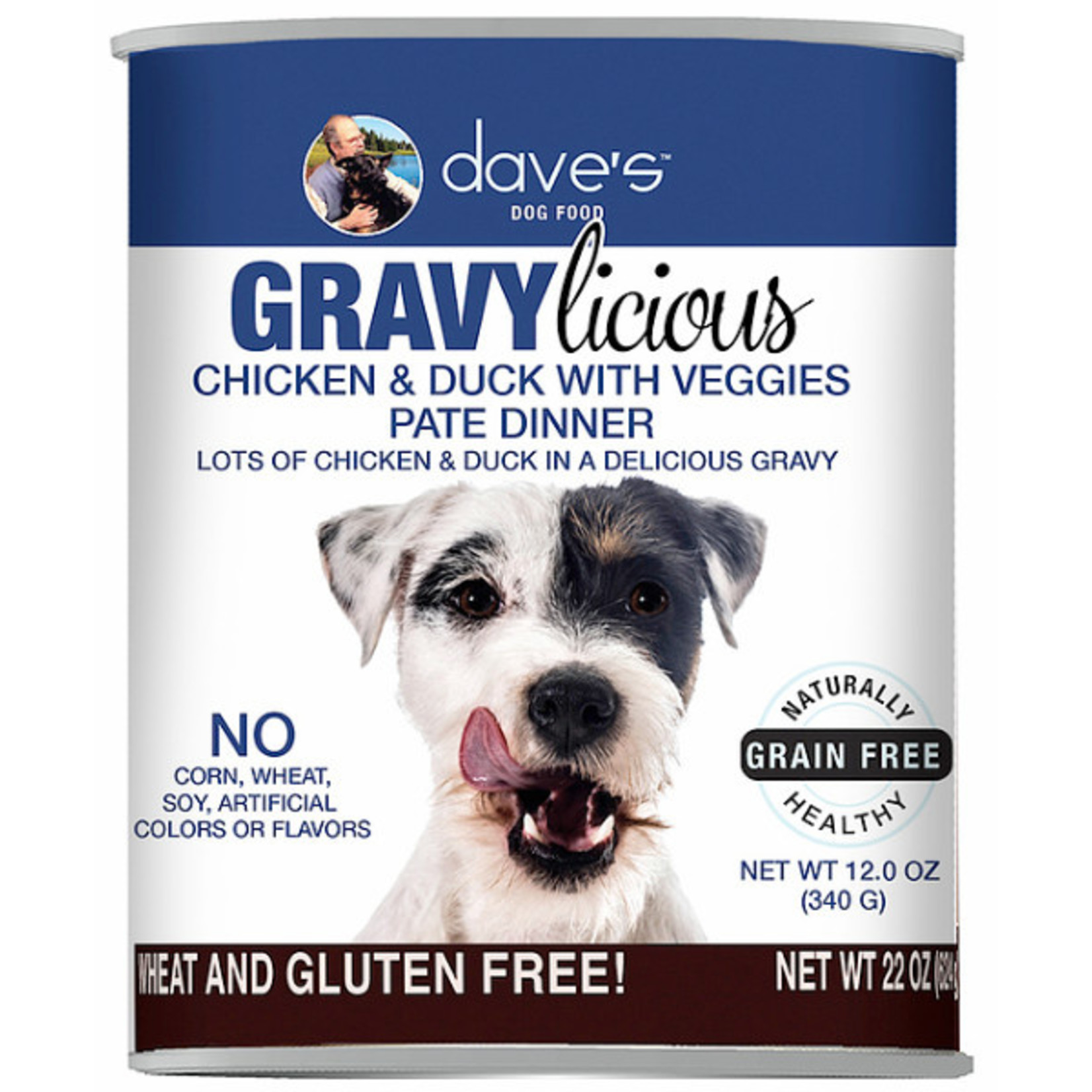 Daves Pet Food Dave's Wet Dog Food Gravylicious Chicken and Duck with Veggies Pate Dinner 12oz Can Grain Free