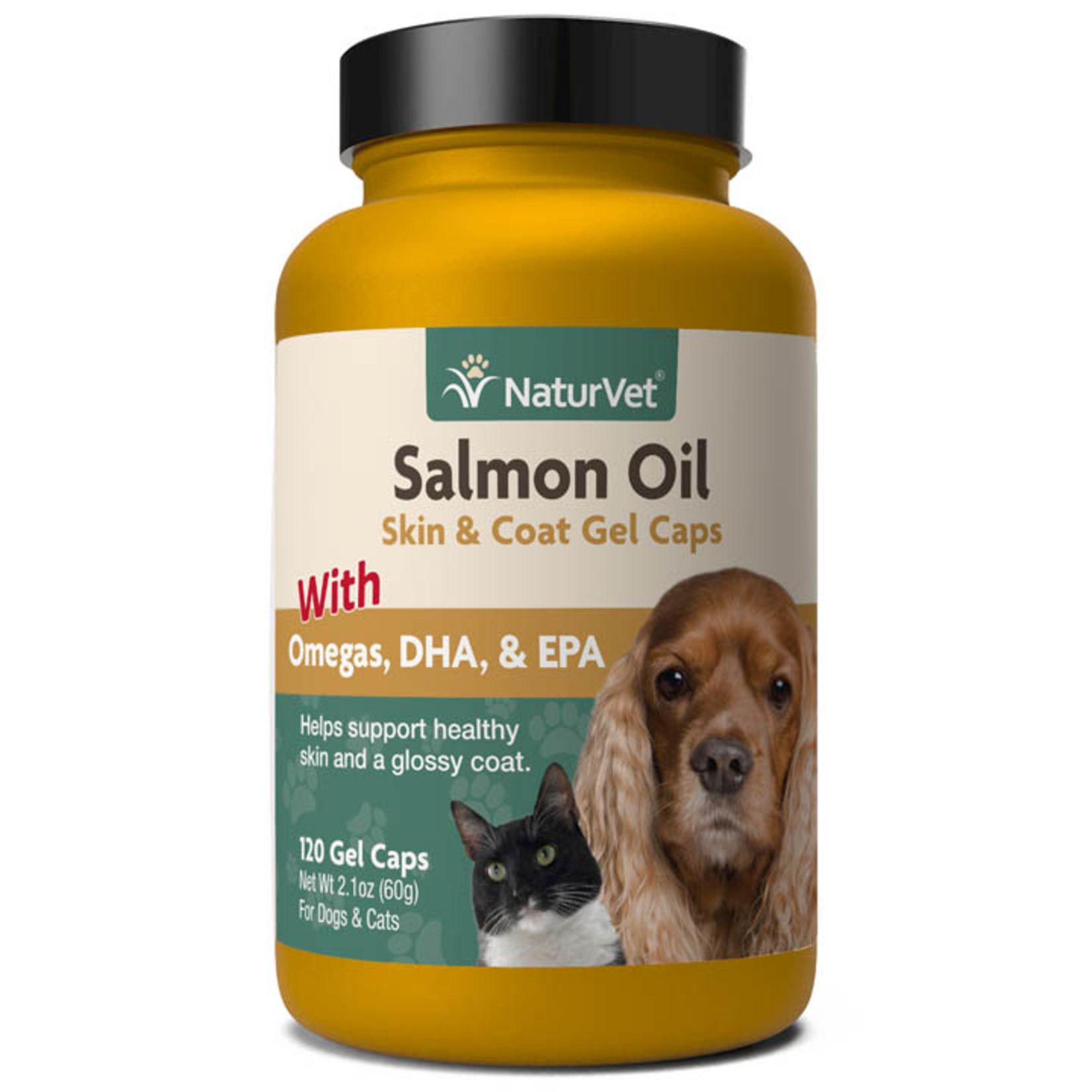 naturVet NaturVet Salmon Oil Skin and Coat Gel Caps with Omegas, DHA, & EPA 120ct