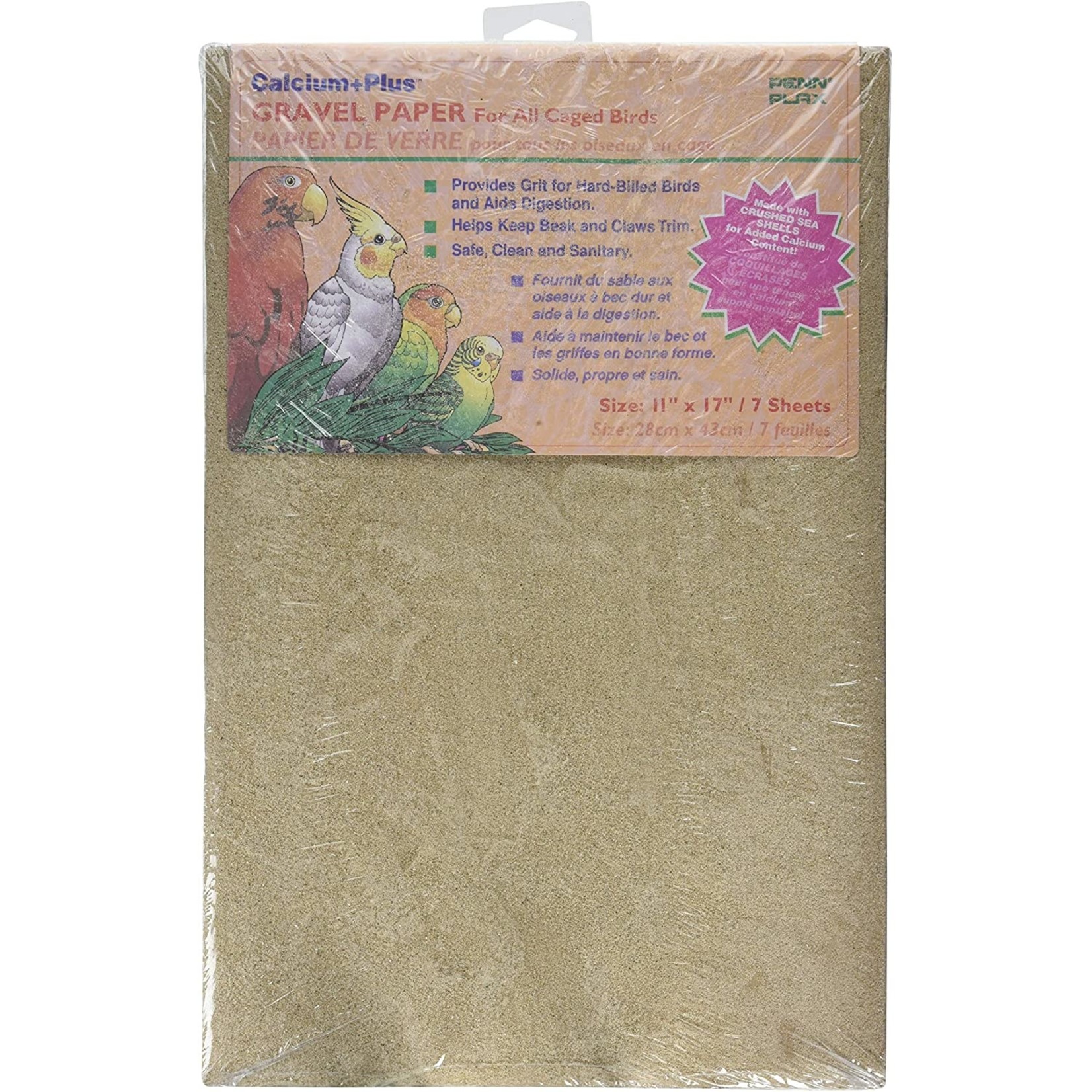 Penn-Plax Bird Life Calcium Plus Gravel Paper 9.5in x 15in 7pk