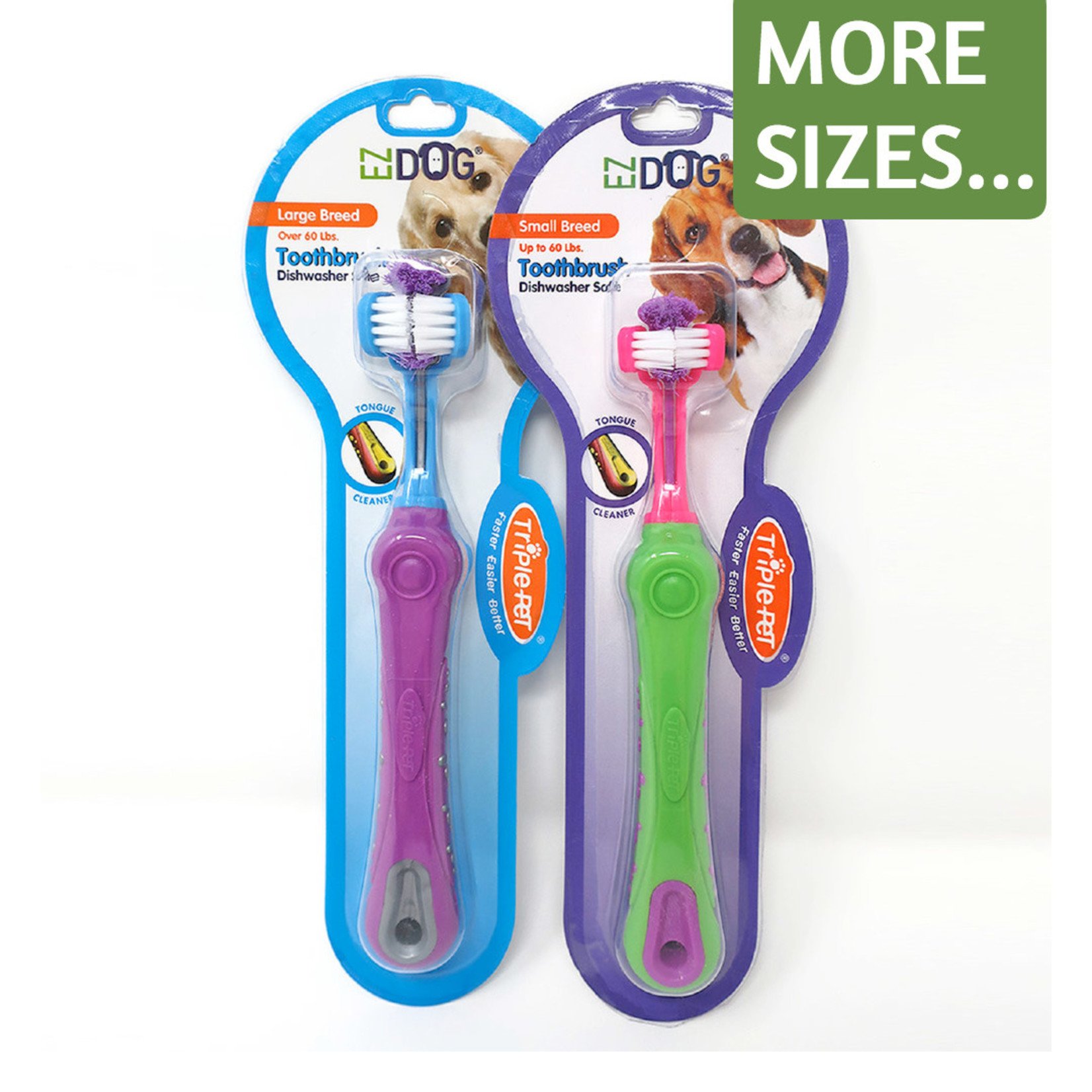 Triple Pet Triple Pet EZ Dog Pet Toothbrush- Fingerbrush, Small Breed, Large Breed