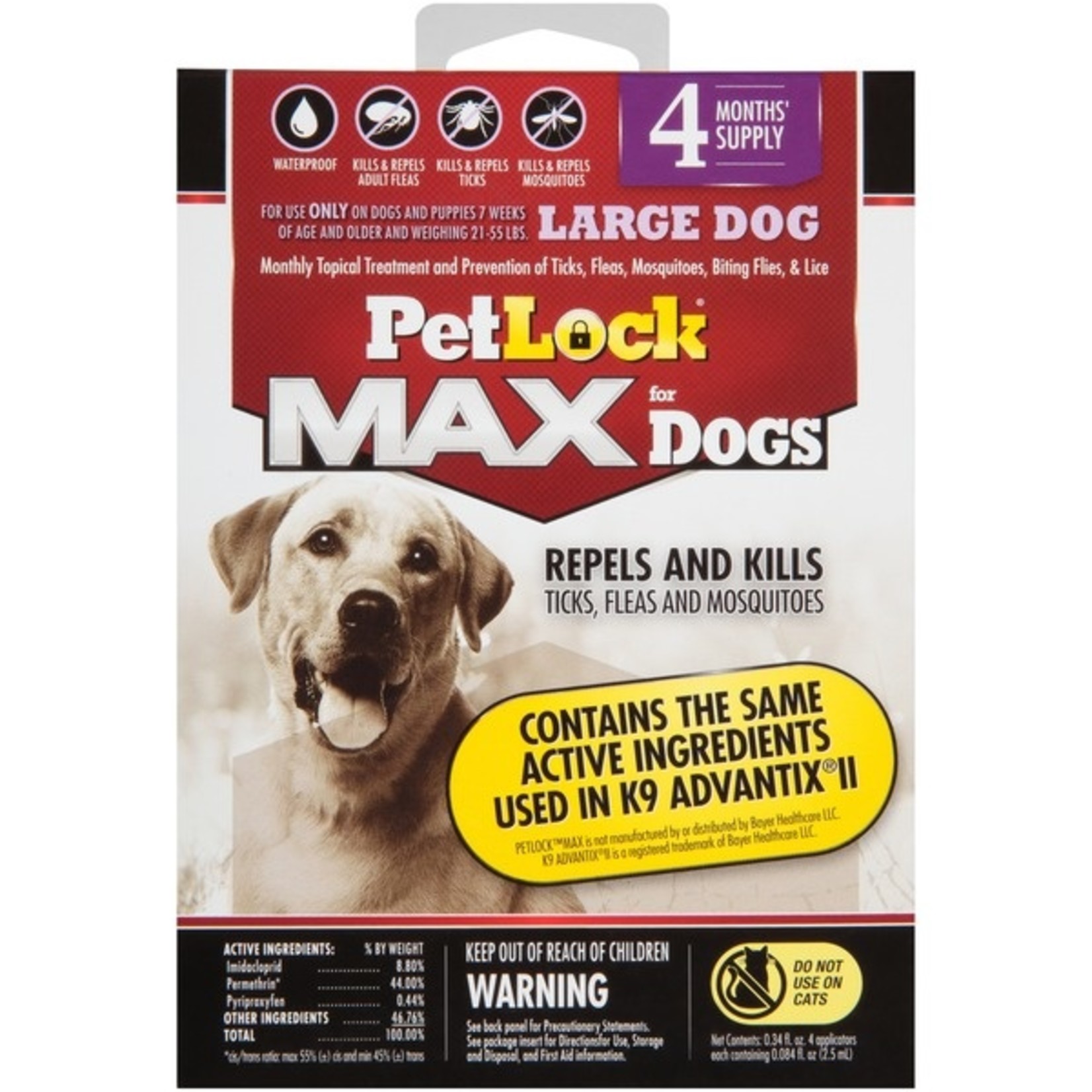 Petlock Petlock Max Topical Flea Treatment for Dogs 4 Doses