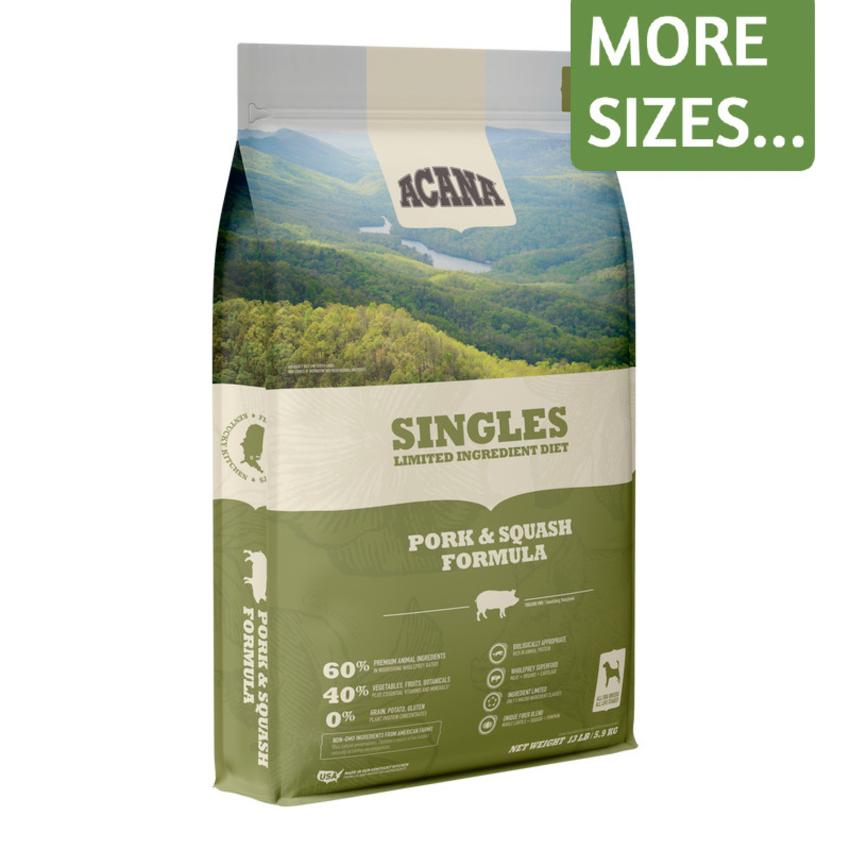 Acana Acana Dry Dog Food Singles Pork & Squash Formula Limited Ingredient Diet Grain Free