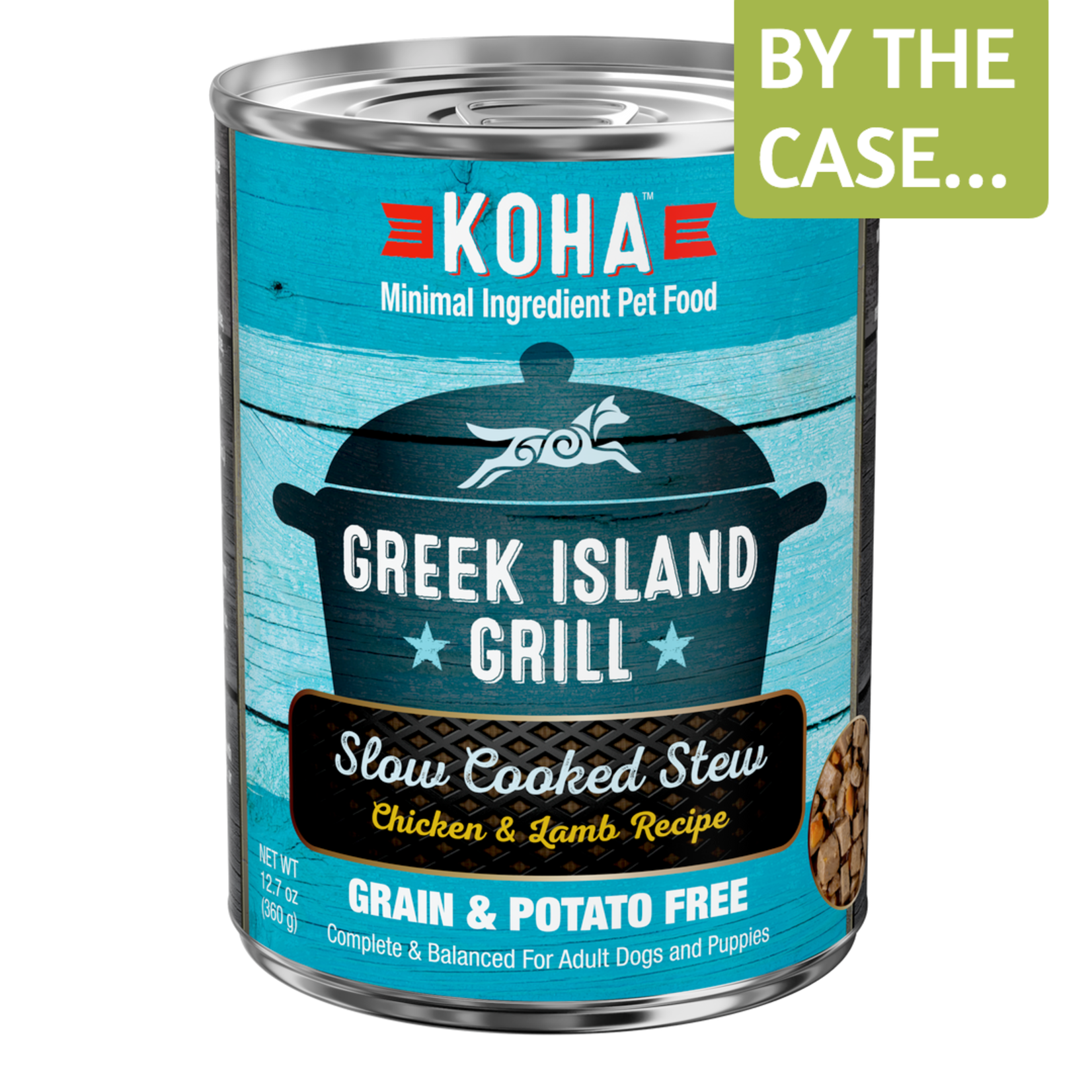 Koha Koha Dog Can Greek Island Grill Slow Cooked Stew Chicken and Lamb Recipe 12.7oz Grain Free