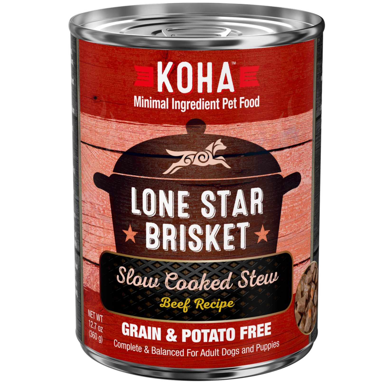 Koha Koha Dog Can Lone Star Brisket Slow Cooked Stew Beef Recipe 12.7oz Grain Free