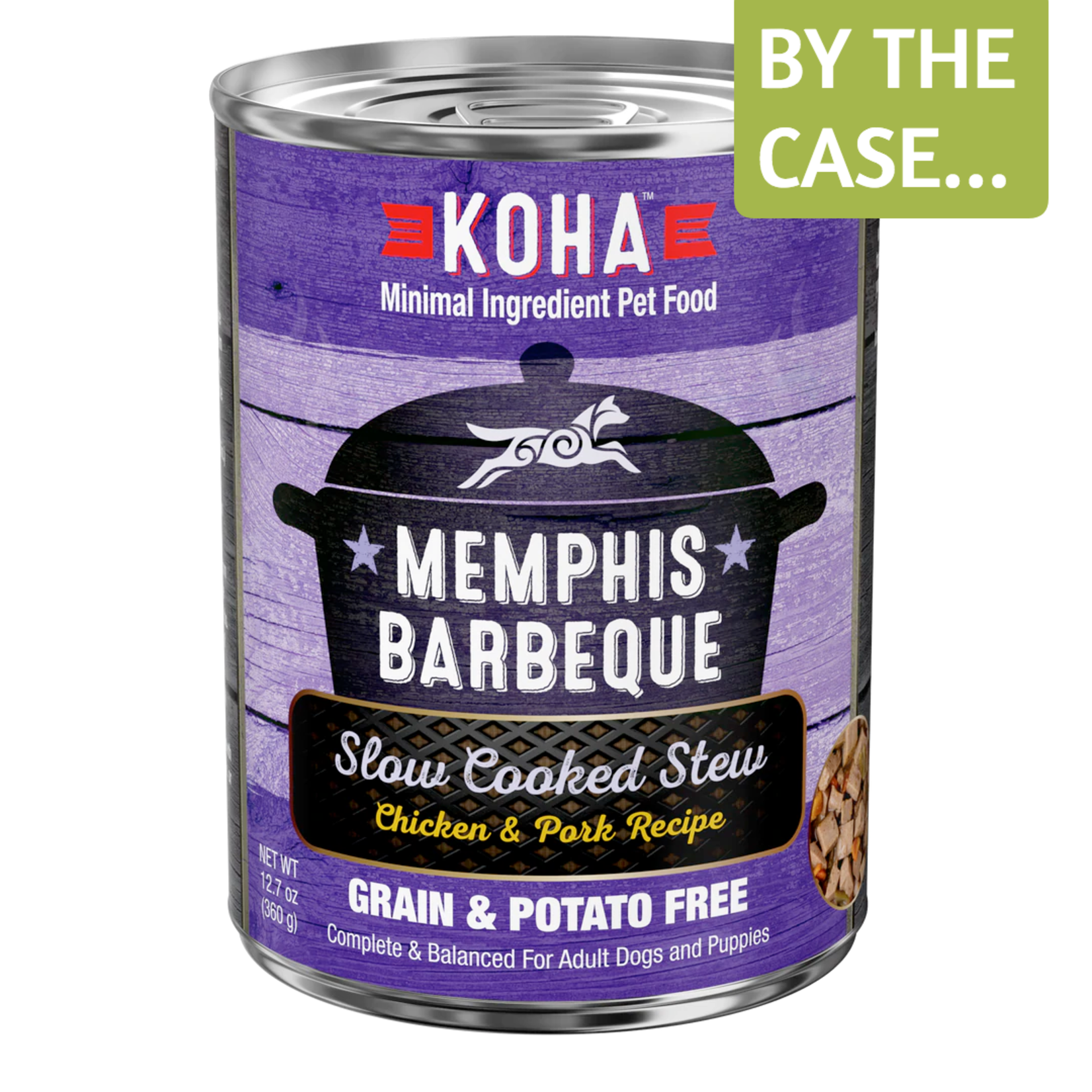 Koha Koha Dog Can Memphis Barbeque Slow Cooked Stew Chicken and Pork Recipe 12.7oz Grain Free