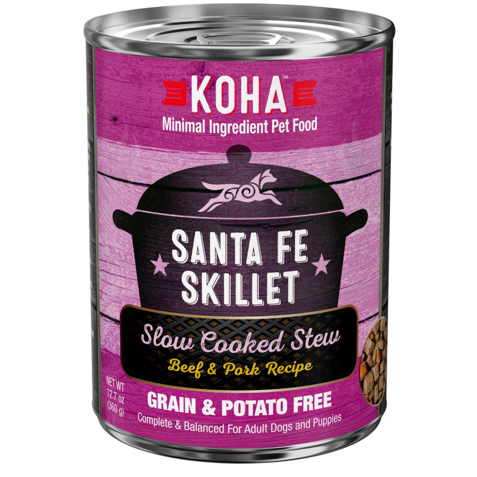 Koha Koha Dog Can Santa Fe Skillet Slow Cooked Stew Beef and Pork Recipe 12.7oz Grain Free