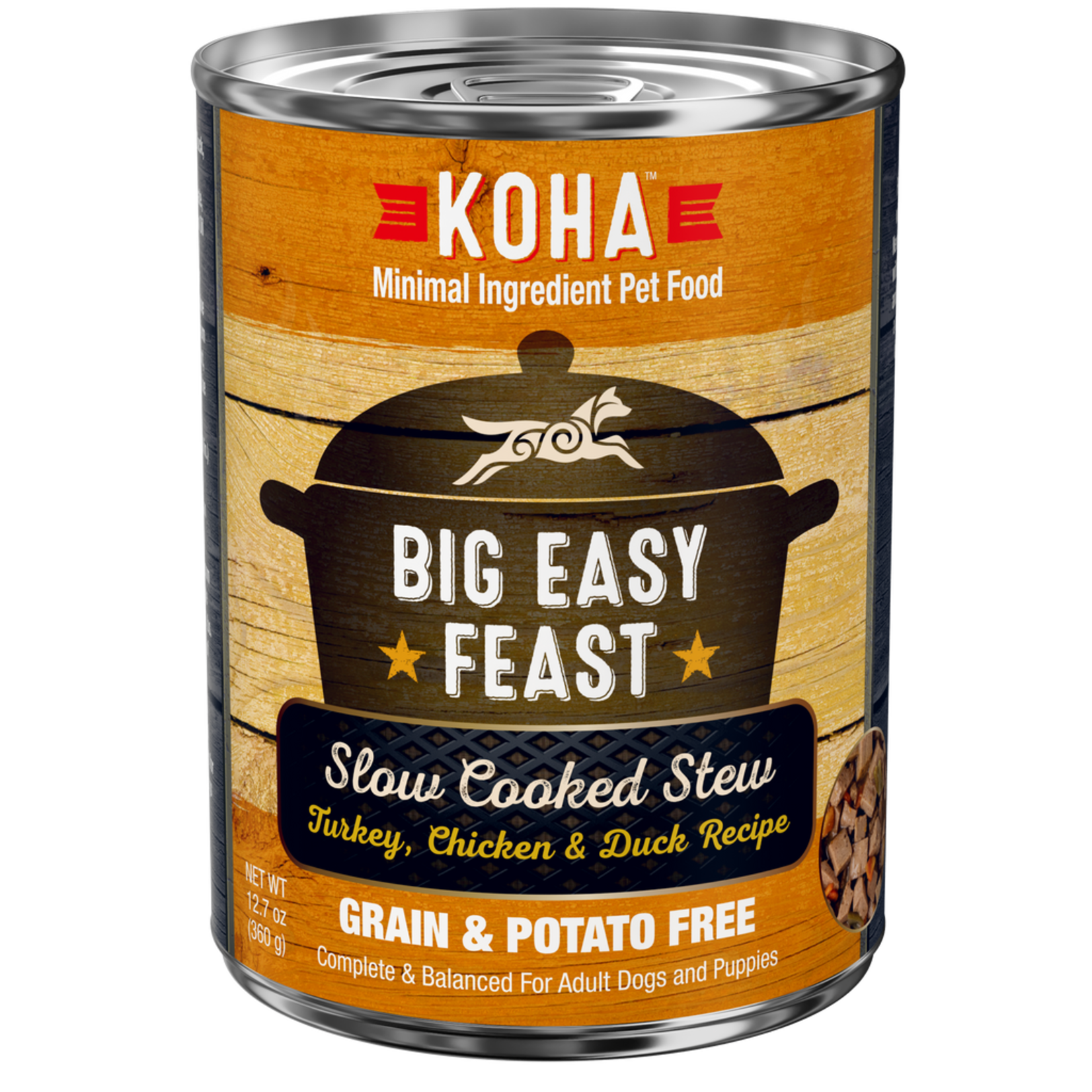 Koha Koha Dog Can Big Easy Feast Slow Cooked Stew Turkey Chicken and Duck Recipe 12.7oz Grain Free