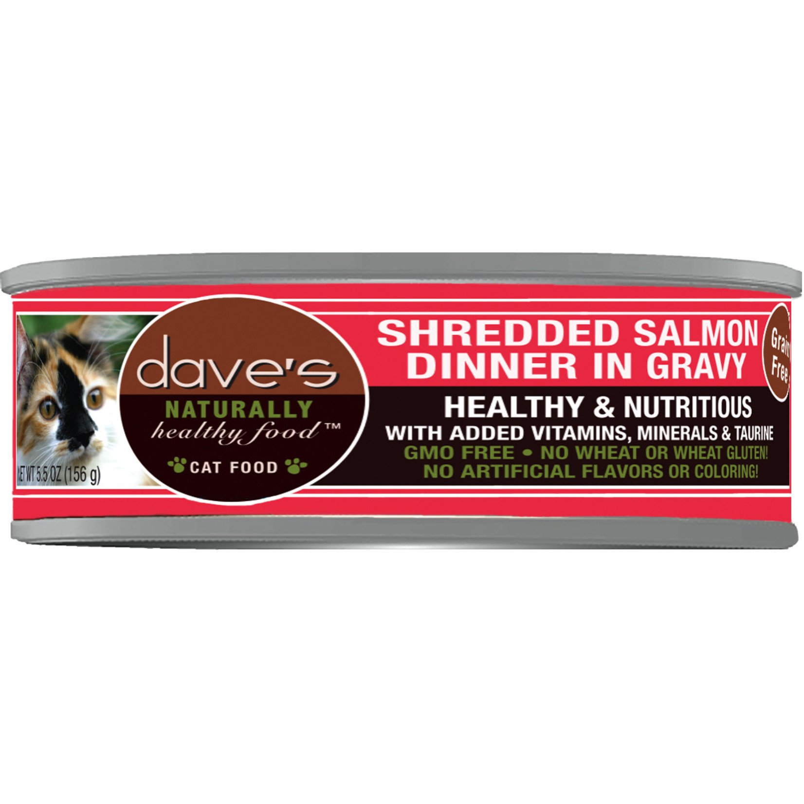 Daves Pet Food Dave's Wet Cat Food Naturally Healthy Shredded Salmon Dinner in Gravy 5.5oz Can Grain Free
