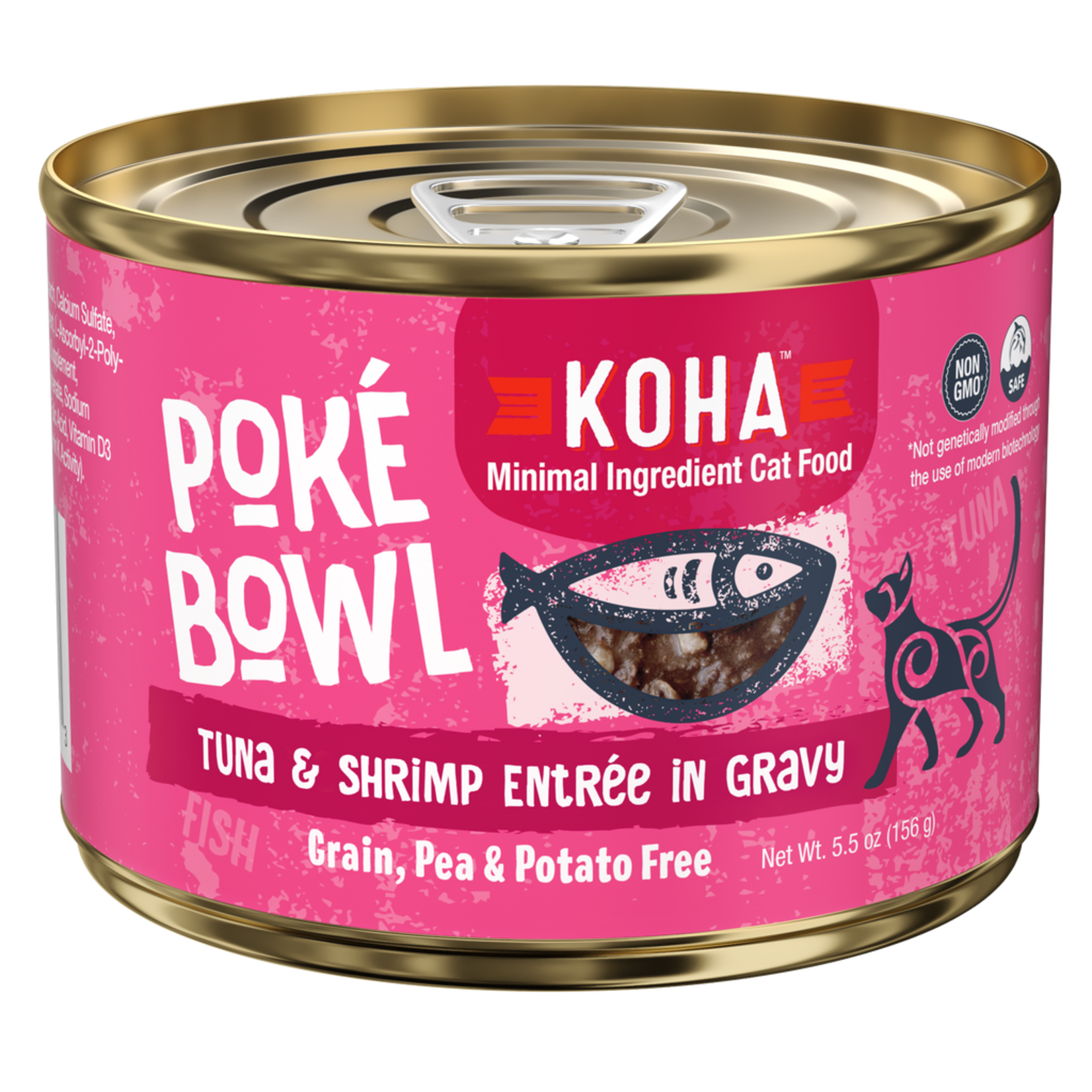 Koha Koha Wet Cat Food Poke Bowl Tuna and Shrimp Entree in Gravy 5.5oz