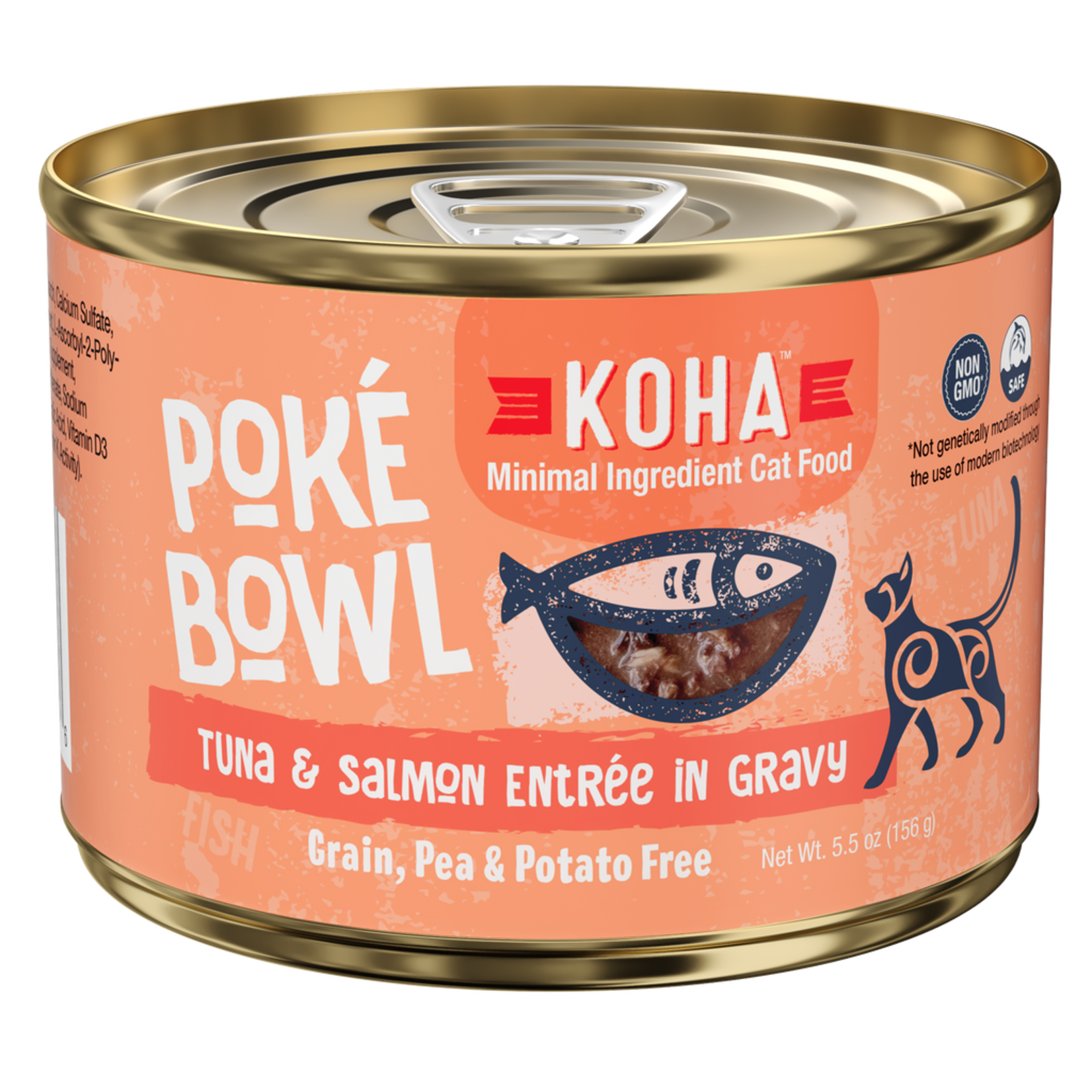 Koha Koha Wet Cat Food Poke Bowl Tuna and Salmon Entree in Gravy 5.5oz
