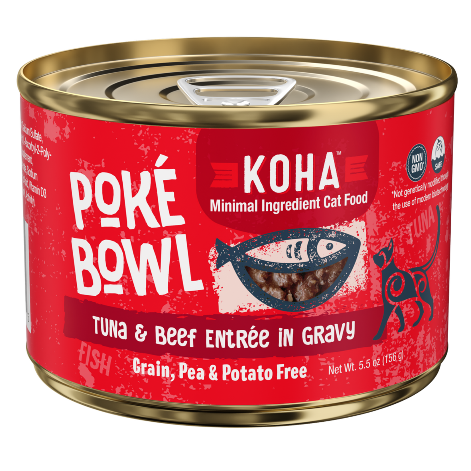 Koha Koha Wet Cat Food Poke Bowl Tuna and Beef Entree in Gravy 5.5oz
