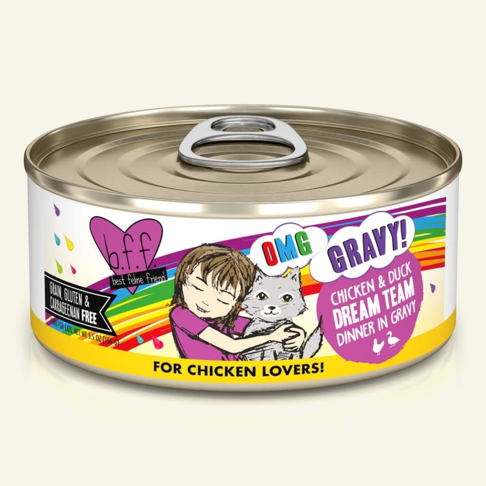 Weruva BFF Weruva B.F.F. OMG Best Feline Friend Oh My Gravy Wet Cat Food Dream Team Chicken & Duck Dinner in Gravy 5.5oz Can