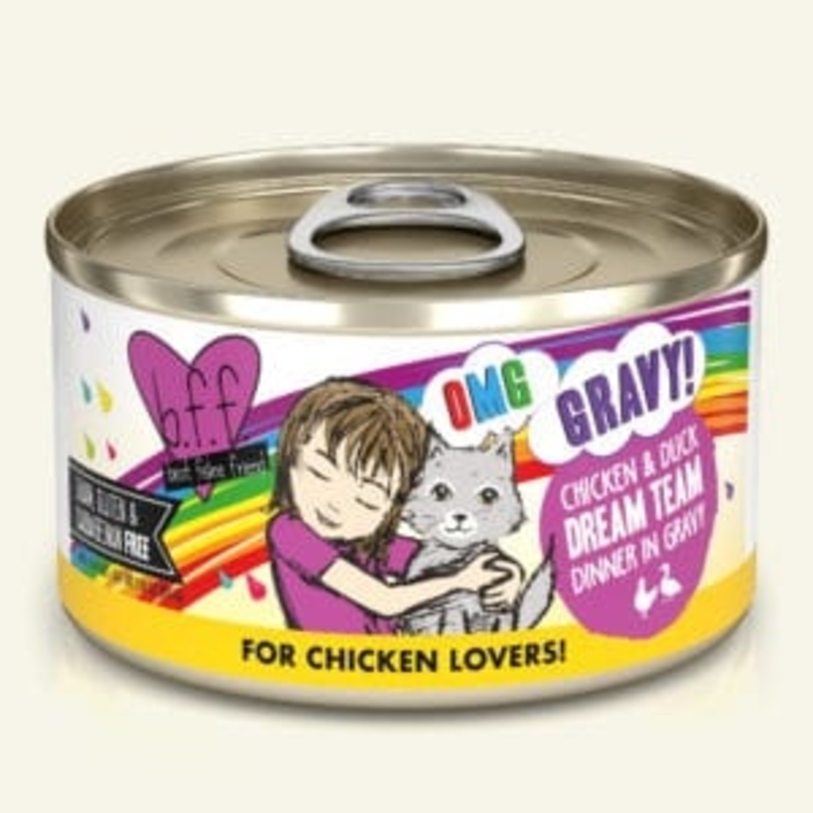 Weruva BFF Weruva B.F.F. OMG Best Feline Friend Oh My Gravy Wet Cat Food Dream Team Chicken & Duck Dinner in Gravy 2.8oz Can