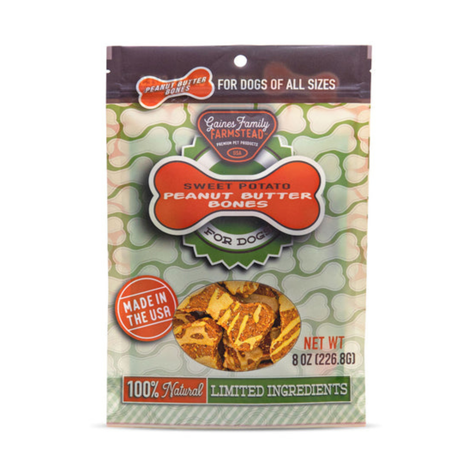 Gaines Family Gaines Family Farmstead Peanut Butter Coated Sweet Potato Bones Dog Treats 8oz