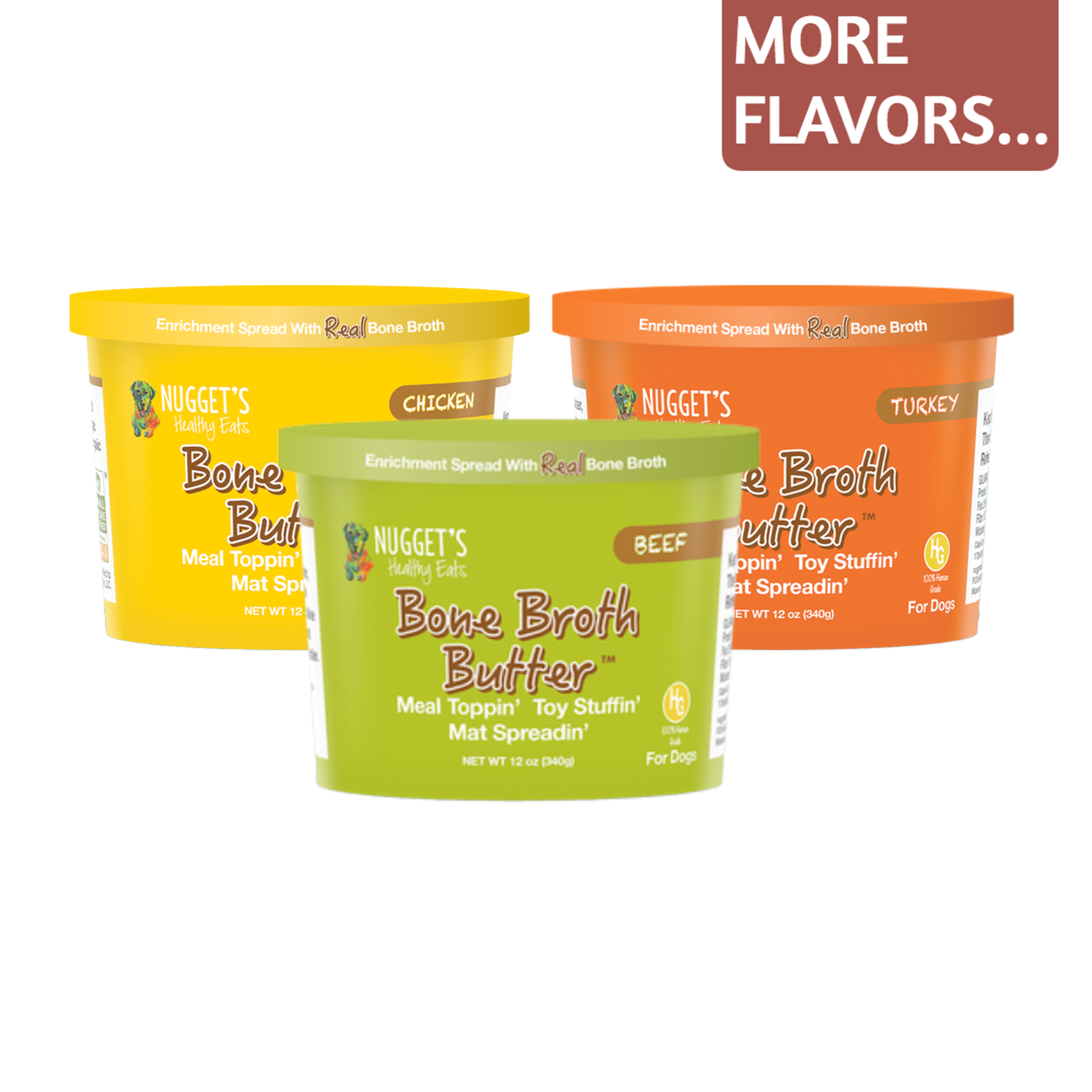 Nuggets Healthy Eats Nugget's Healthy Eats Bone Broth Butter Enrichment Spread 12oz for Food Topping and Interactive Food Toys