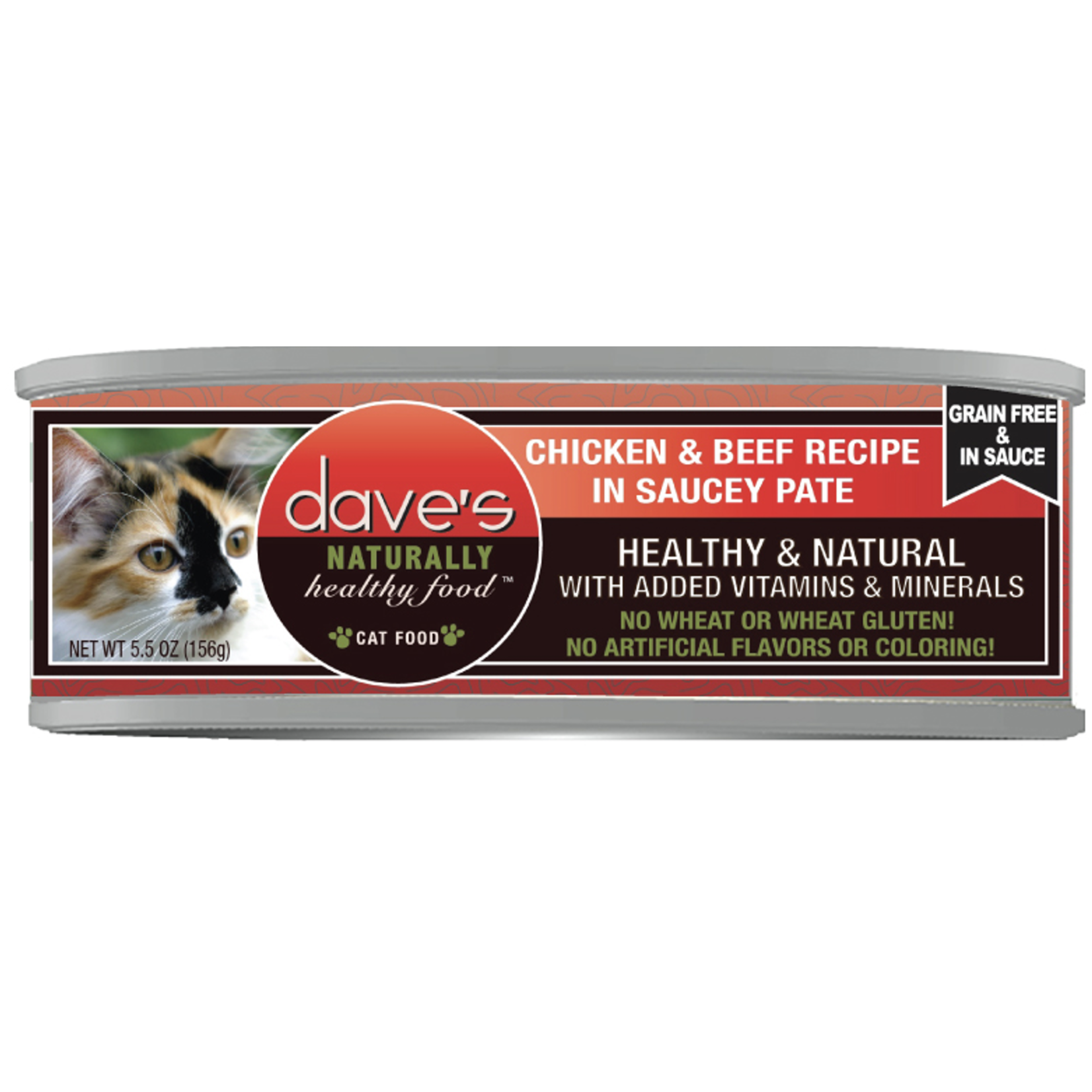 Daves Pet Food Dave's Wet Cat Food Naturally Healthy Chicken & Beef Recipe in Saucey Pate Grain Free