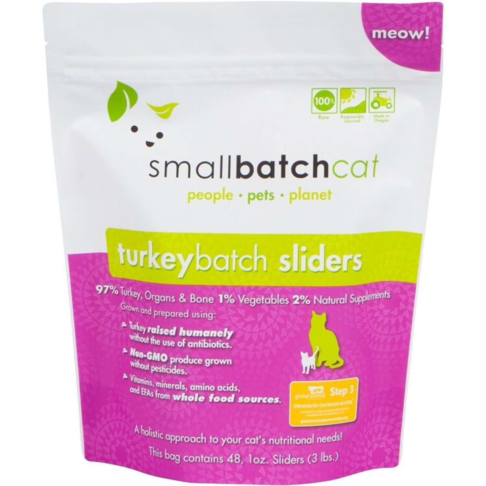 Smallbatch Smallbatch Cat Frozen Raw Turkeybatch Sliders 3lb