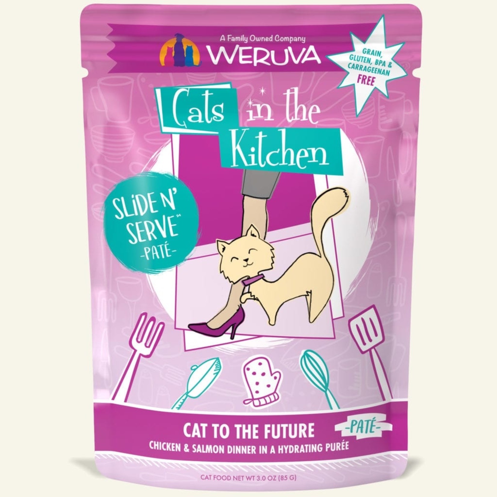 Weruva Weruva Wet Cat Food Cats in the Kitchen Slide and Serve Pate Pouch Cat to the Future Chicken and Salmon Dinner 3oz