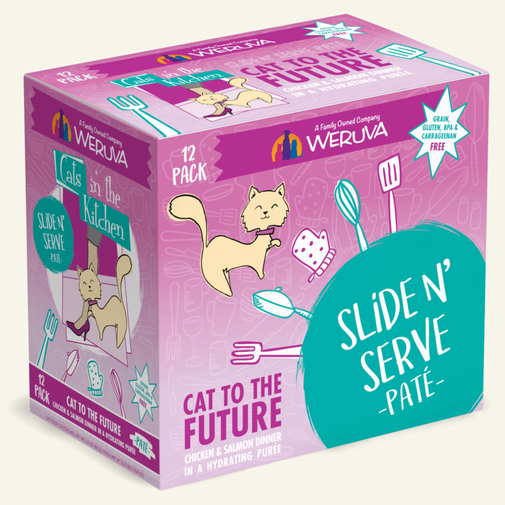 Weruva Weruva Wet Cat Food Cats in the Kitchen Slide and Serve Pate Pouch Cat to the Future Chicken and Salmon Dinner 3oz