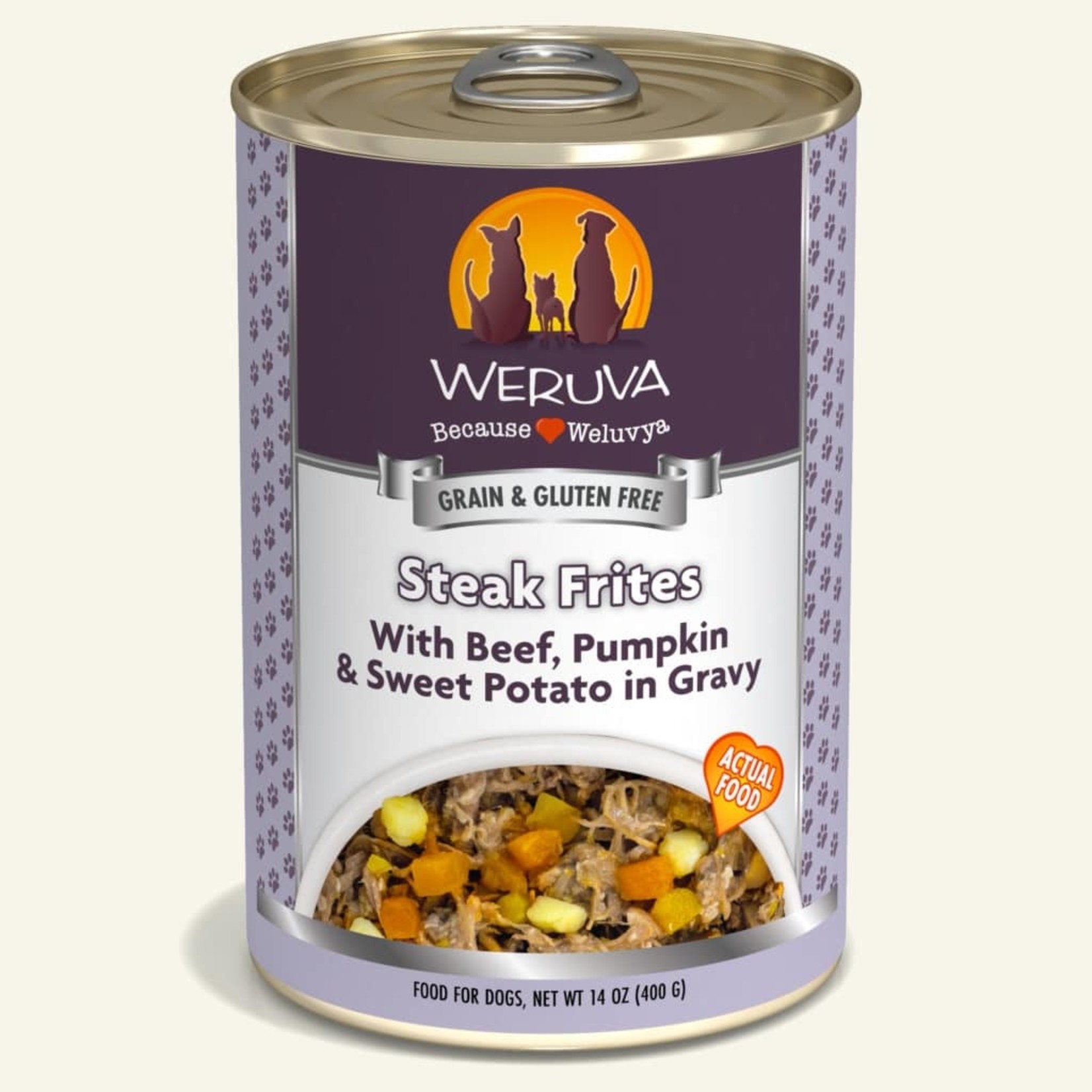 Weruva Weruva Classic Wet Dog Food Steak Frites with Beef, Pumpkin, and Sweet Potato in Gravy 14oz Can Grain Free