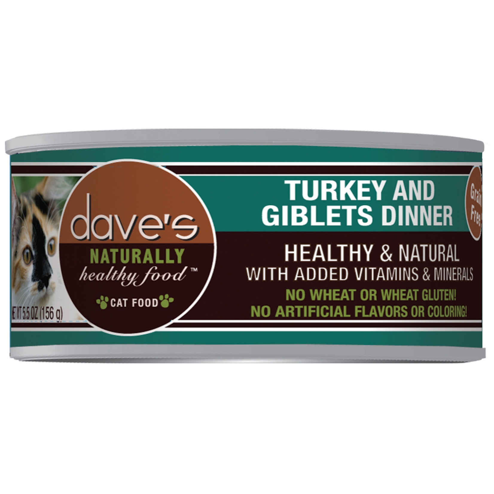 Daves Pet Food Dave's Wet Cat Food Naturally Healthy Turkey and Giblets Formula 5.5oz Can Grain Free